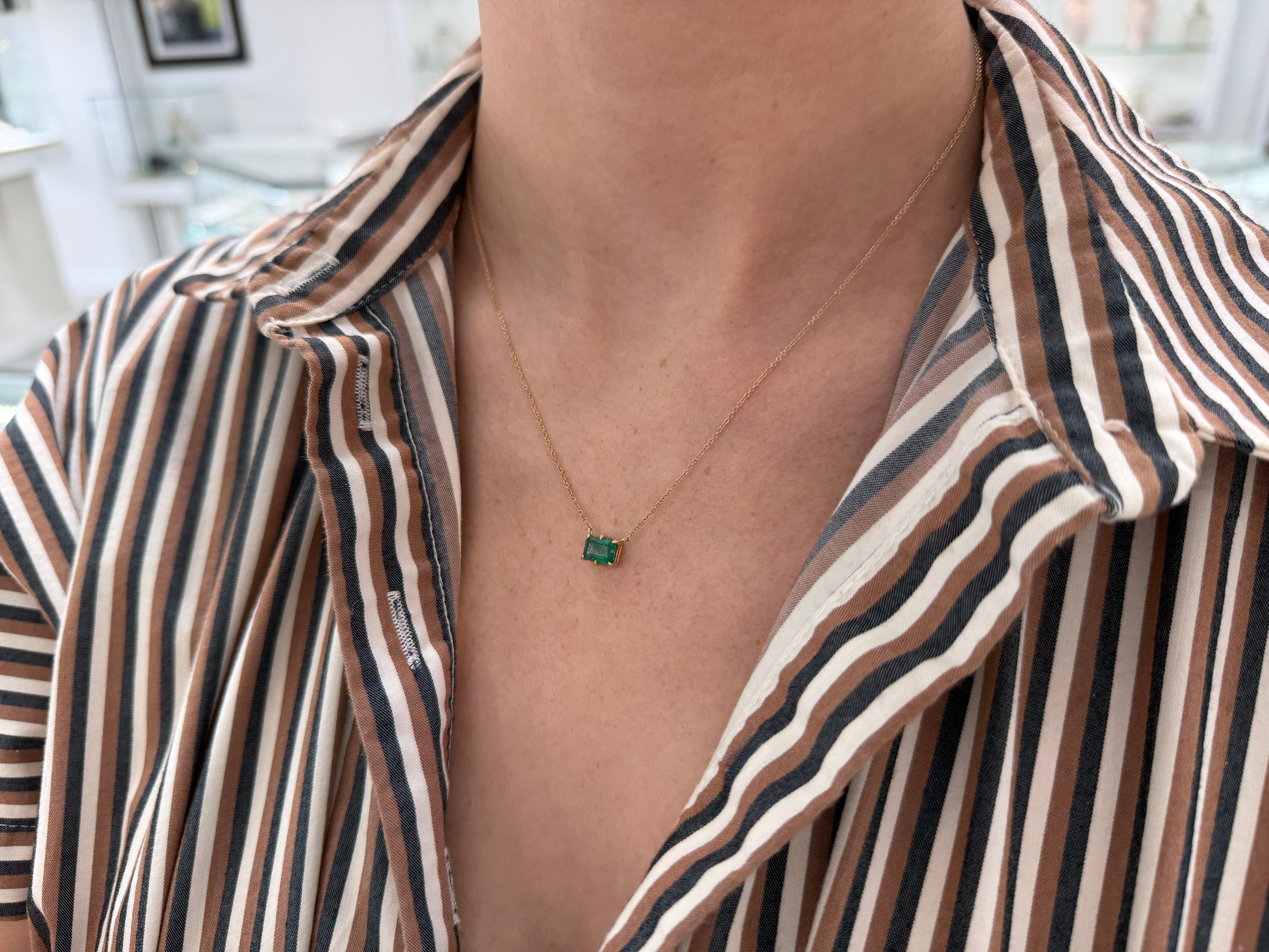 1.60 Carat East To West Multi Prong Solitaire Necklace 14K