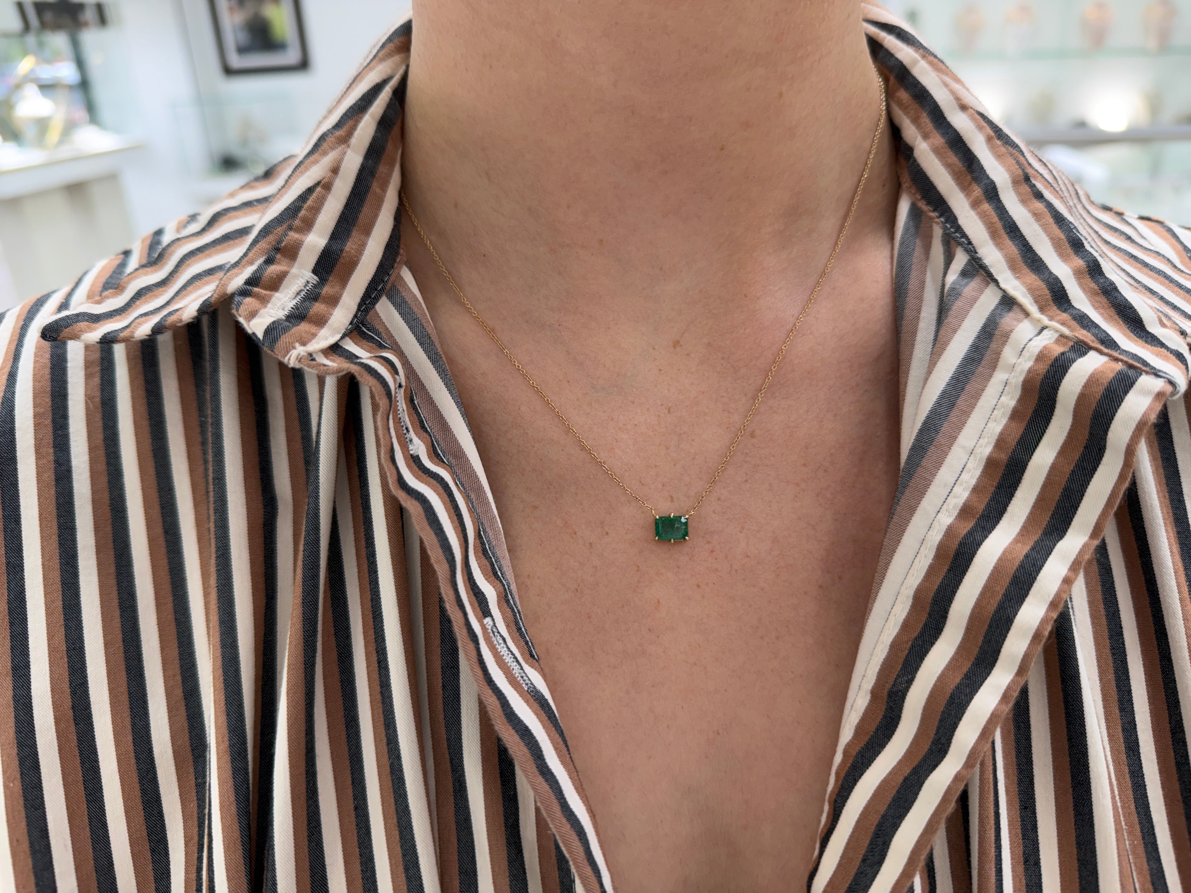 1.60 Carat East To West Multi Prong Solitaire Necklace 14K