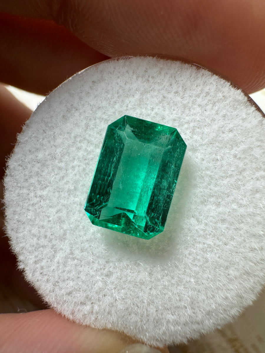 2.36 Carat 10x7 GLOWING Bluish Green Natural Loose Colombian Emerald-Classic Emerald Cut