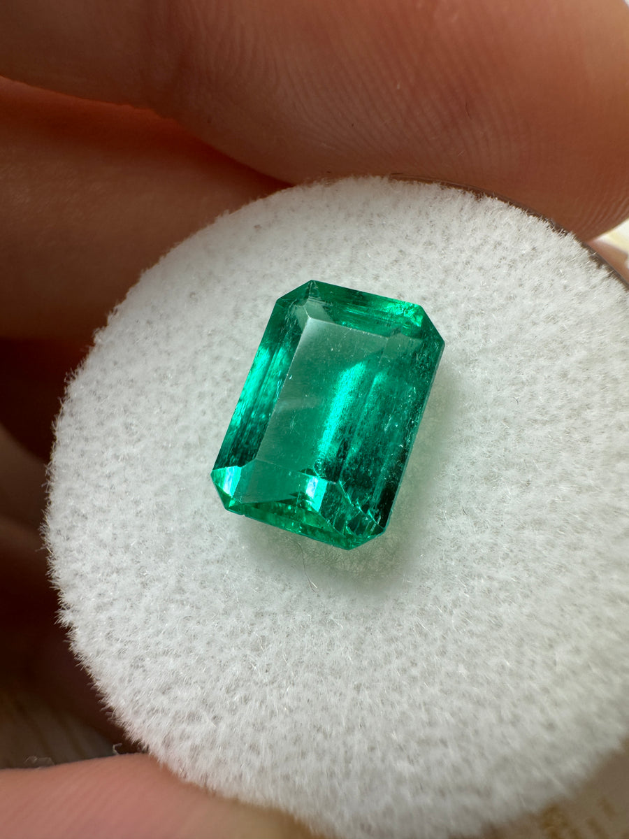 2.36 Carat 10x7 GLOWING Bluish Green Natural Loose Colombian Emerald-Classic Emerald Cut