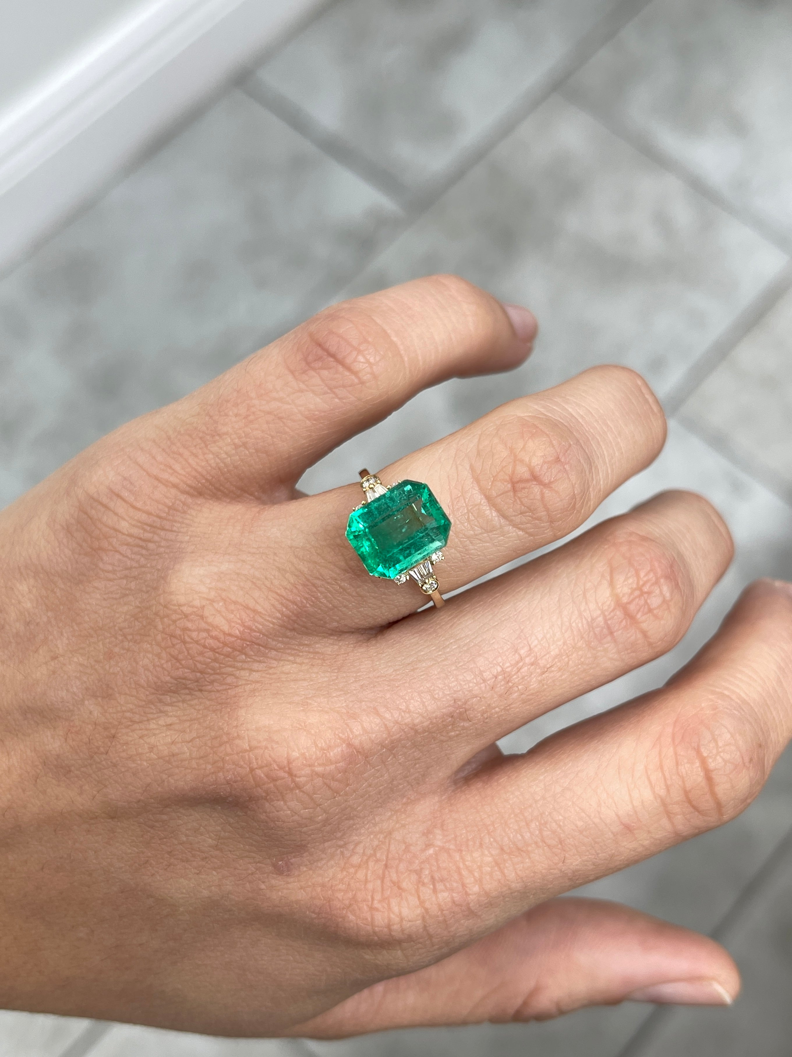 4.59 Carat 11x9 Crystalline Bluish Green Natural Loose Colombian Emerald-Emerald Cut
