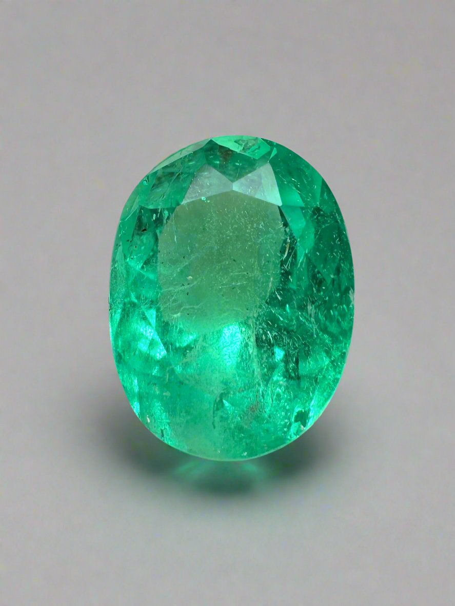 4.03 Carat 11x8 Pure Green Loose Colombian Emerald-Oval Cut