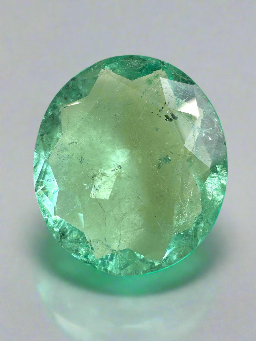 19.15tcw 20x18 Bubbly Light Green Loose Colombian Emeralds-Oval Cut