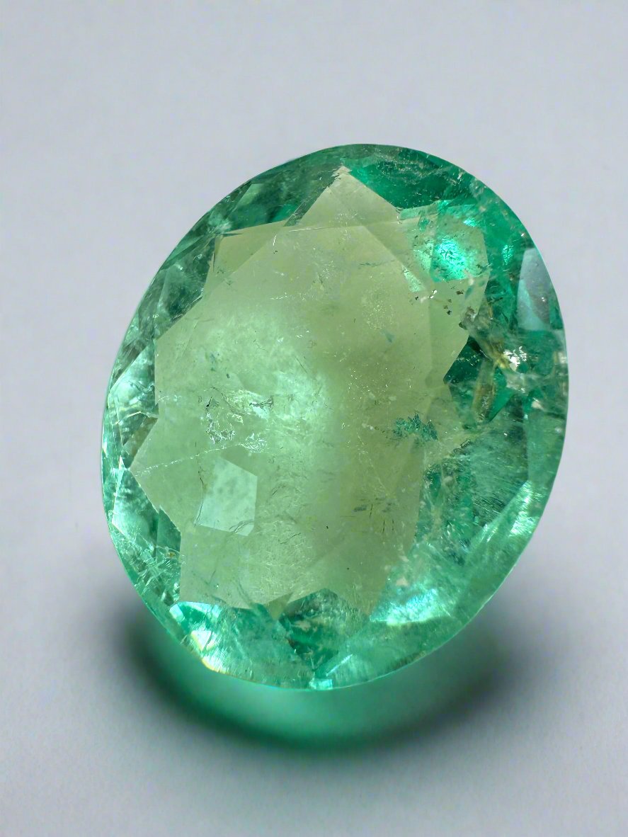 19.15tcw 20x18 Bubbly Light Green Loose Colombian Emeralds-Oval Cut