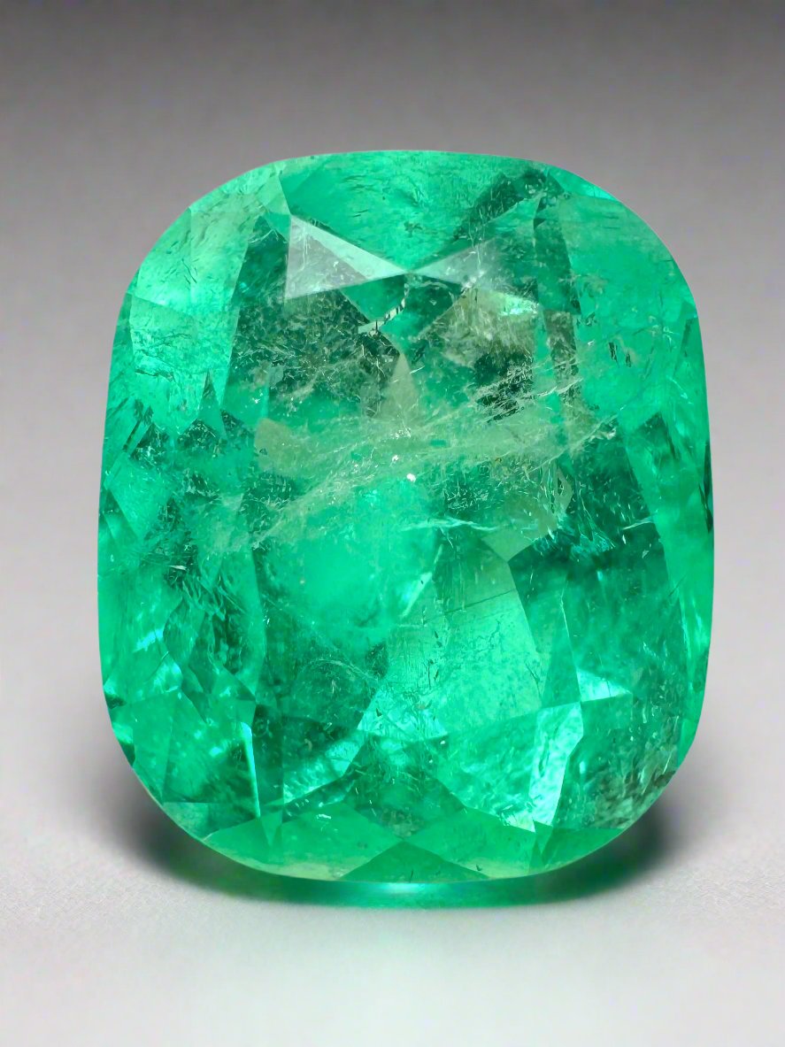 9.23 Carat 14x12 Muzo Yellowish Green Natural Loose Colombian Emerald-Cushion Cut