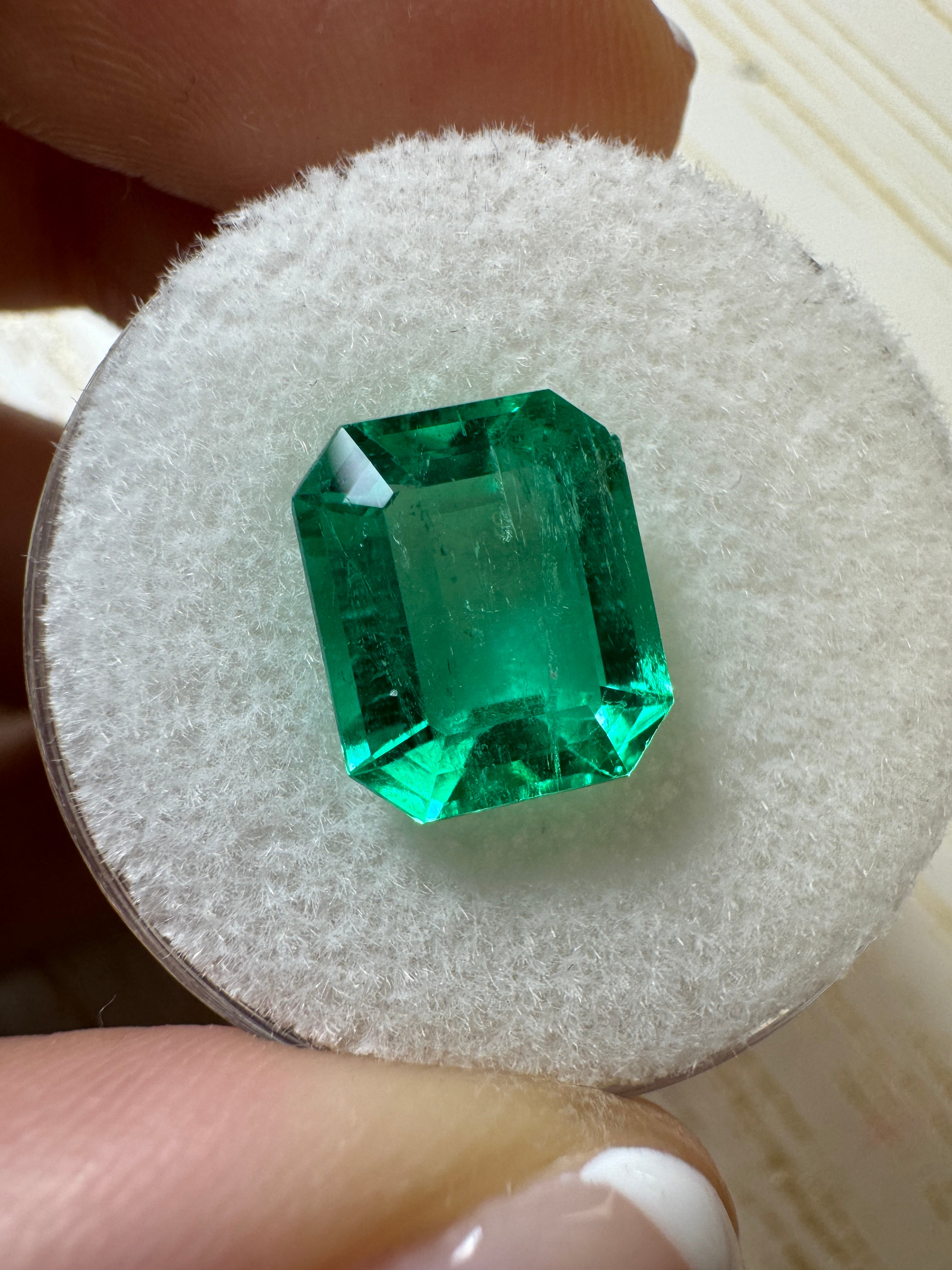 3.61 Carat 10x9 Vivacious Green Natural Loose Colombian Emerald-Emerald Cut - JR Colombian Emeralds