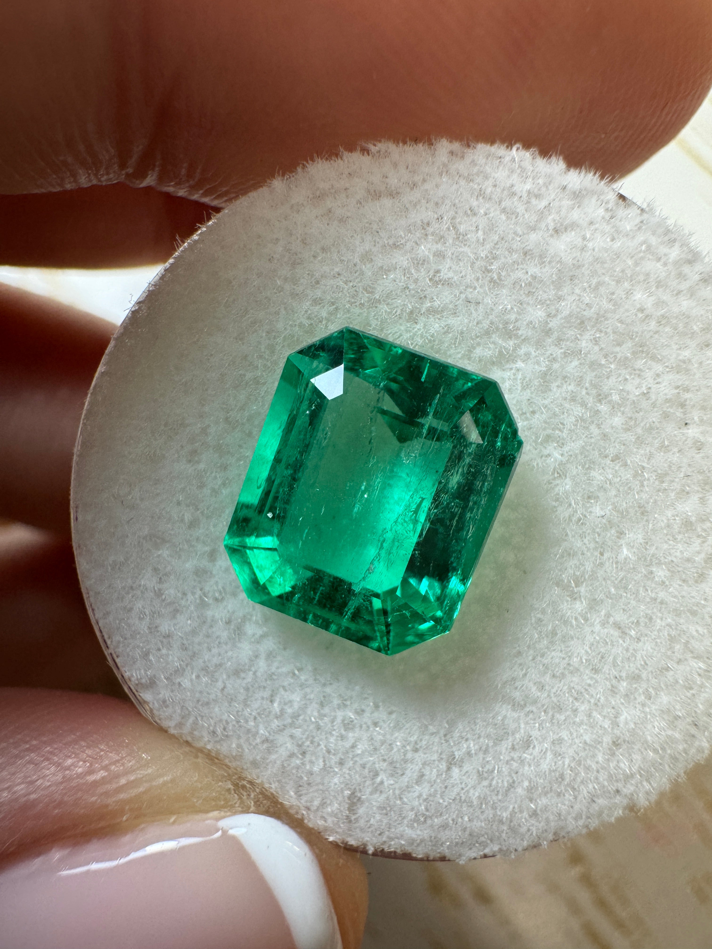 3.61 Carat 10x9 Vivacious Green Natural Loose Colombian Emerald-Emerald Cut - JR Colombian Emeralds