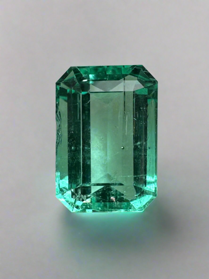 3.76 Carat 11x8 Chipped Crystal Clear Green Natural Loose Colombian Emerald-Emerald Cut