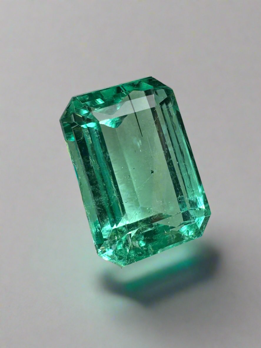 3.76 Carat 11x8 Chipped Crystal Clear Green Natural Loose Colombian Emerald-Emerald Cut