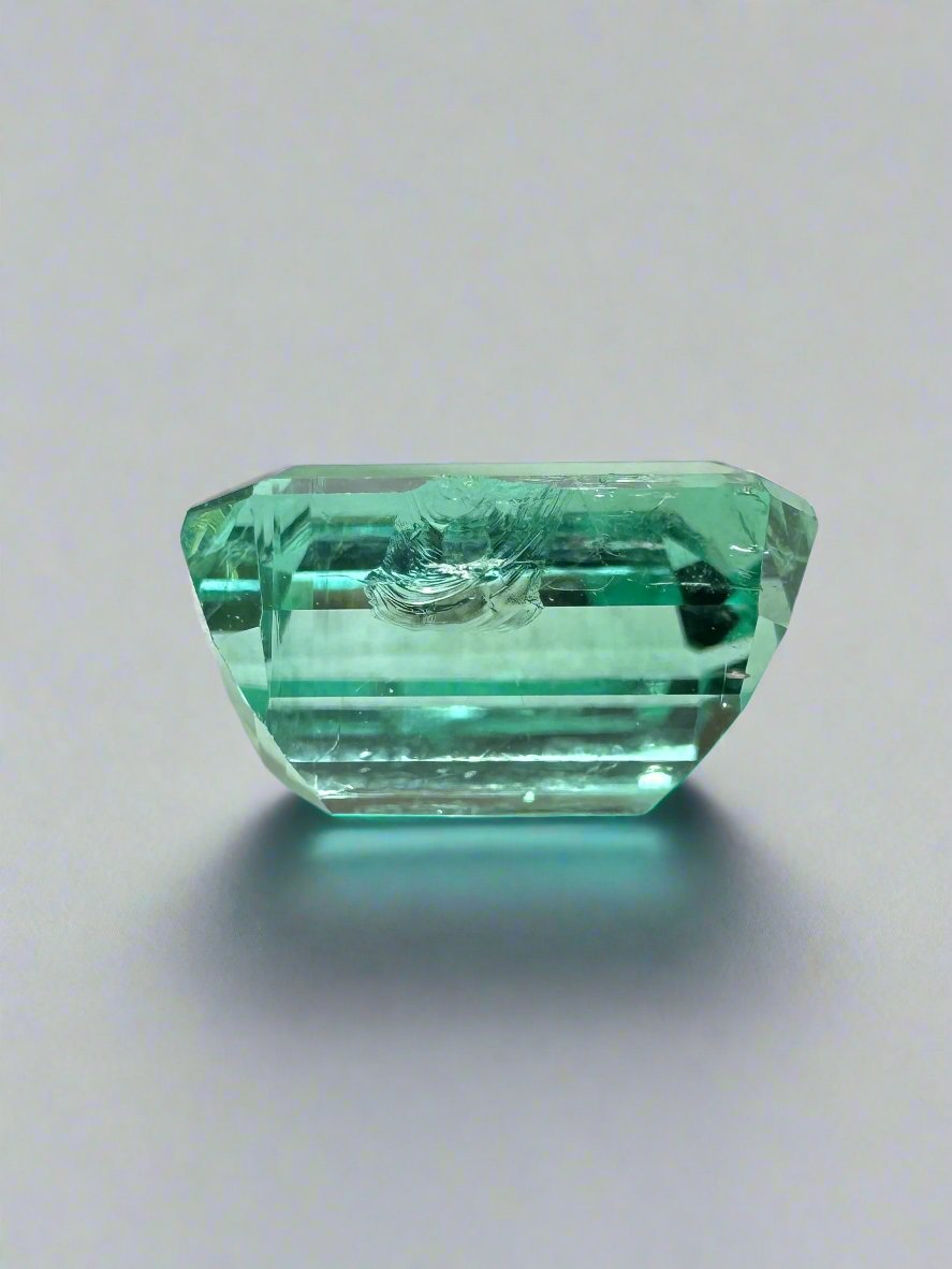 3.76 Carat 11x8 Chipped Crystal Clear Green Natural Loose Colombian Emerald-Emerald Cut