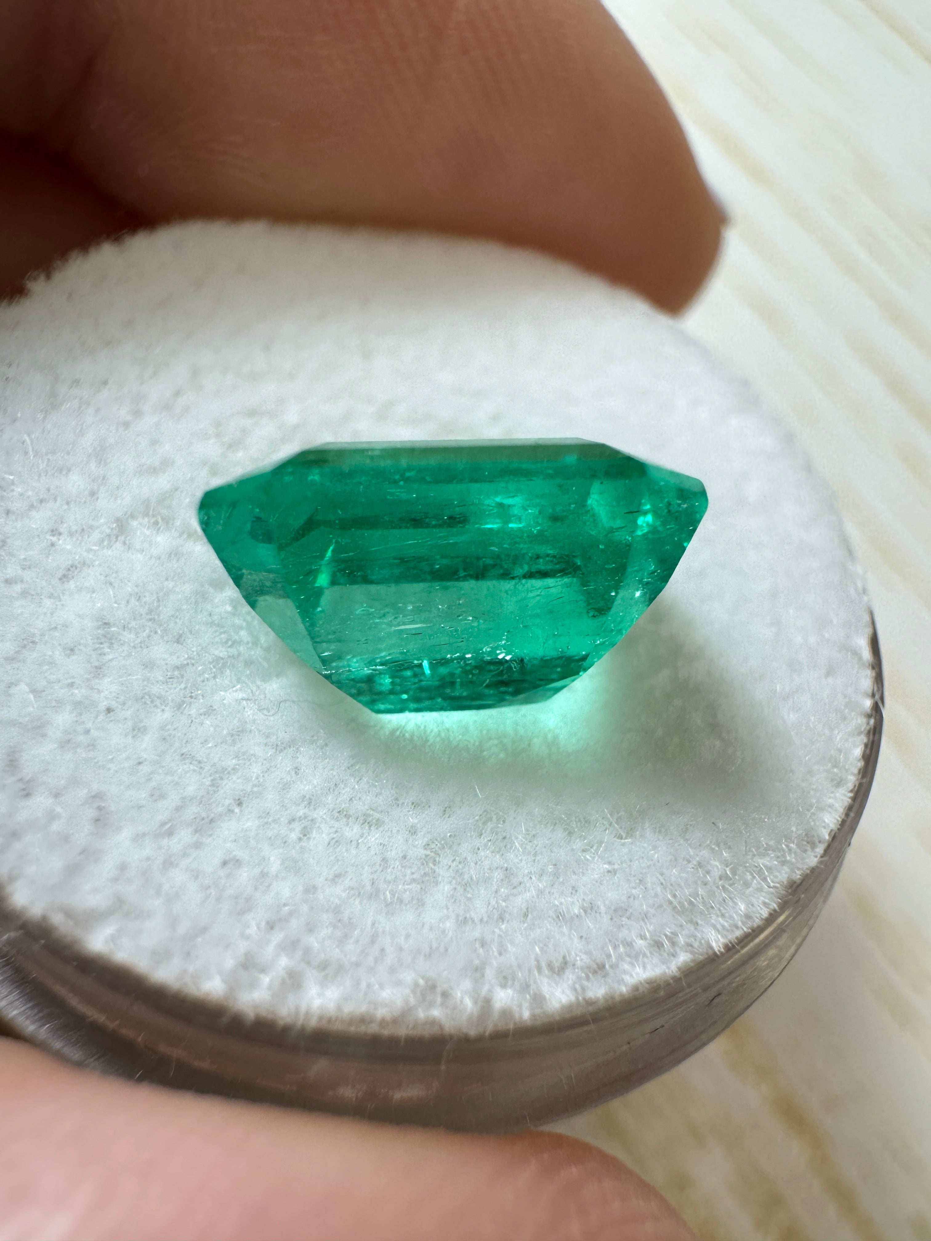 3.61 Carat 10x9 Vivacious Green Natural Loose Colombian Emerald-Emerald Cut - JR Colombian Emeralds