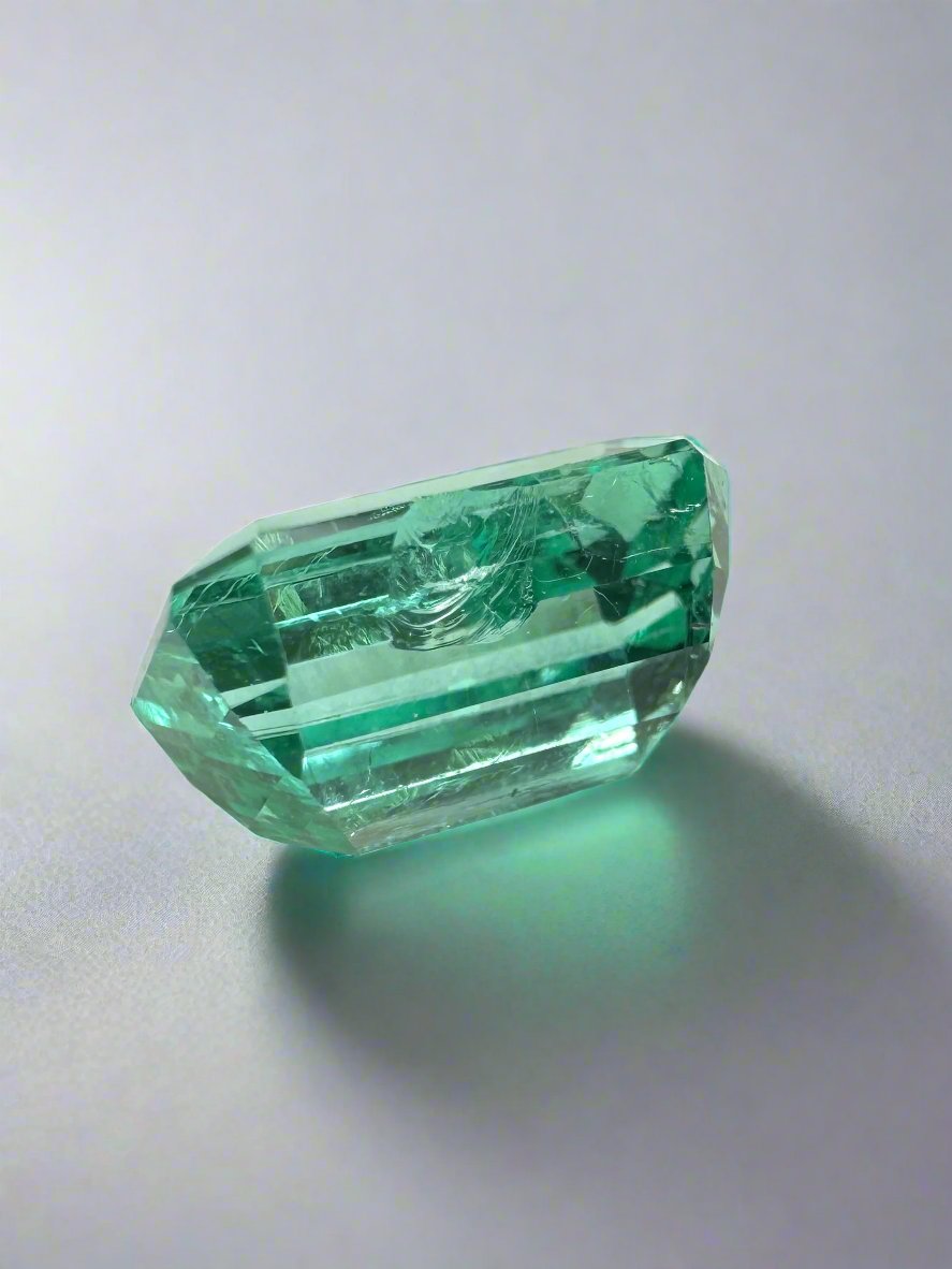 3.76 Carat 11x8 Chipped Crystal Clear Green Natural Loose Colombian Emerald-Emerald Cut