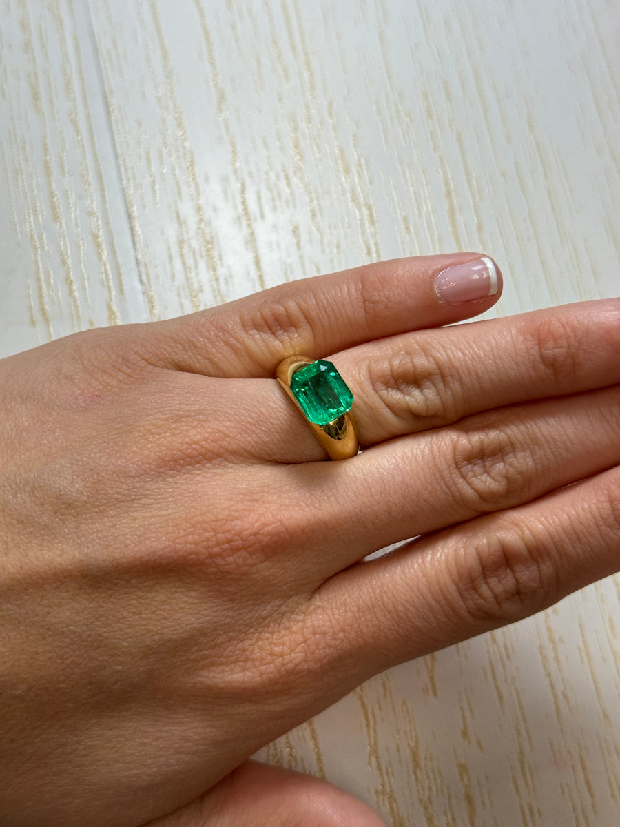 3.61 Carat 10x9 Vivacious Green Natural Loose Colombian Emerald-Emerald Cut