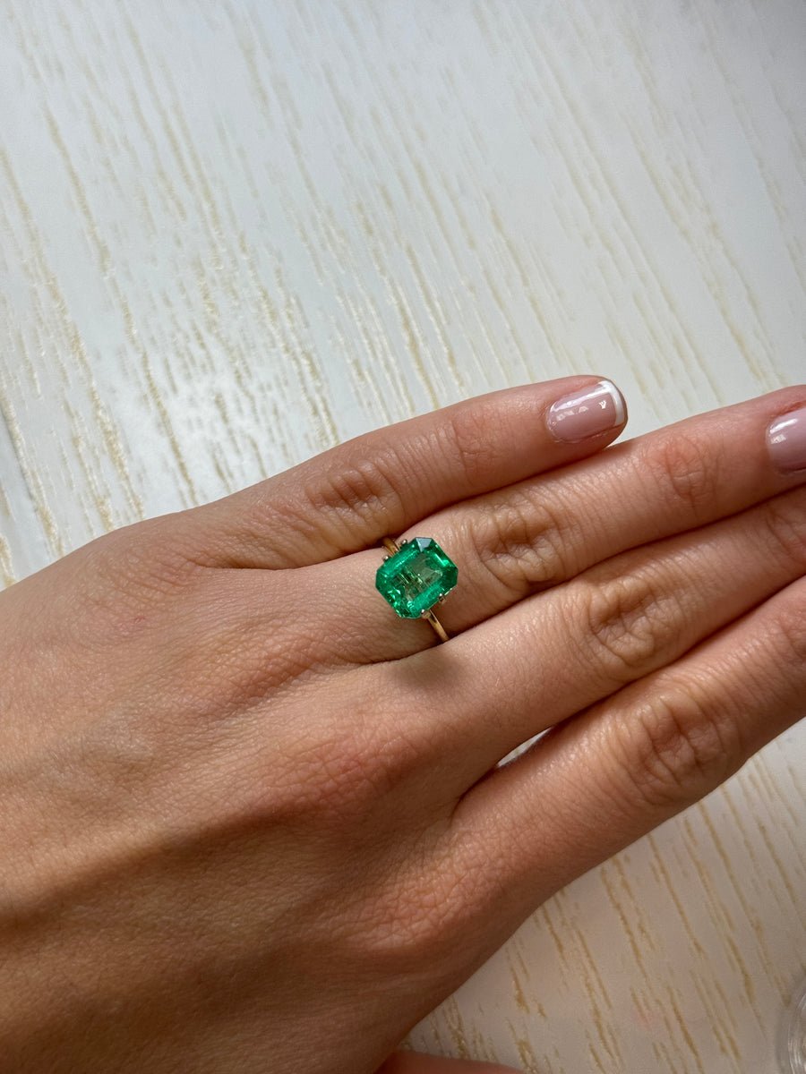 3.61 Carat 10x9 Vivacious Green Natural Loose Colombian Emerald-Emerald Cut