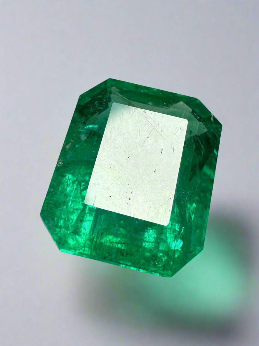 4.36 Carat 11x9 Deep Green Natural Loose Zambian- Emerald Cut