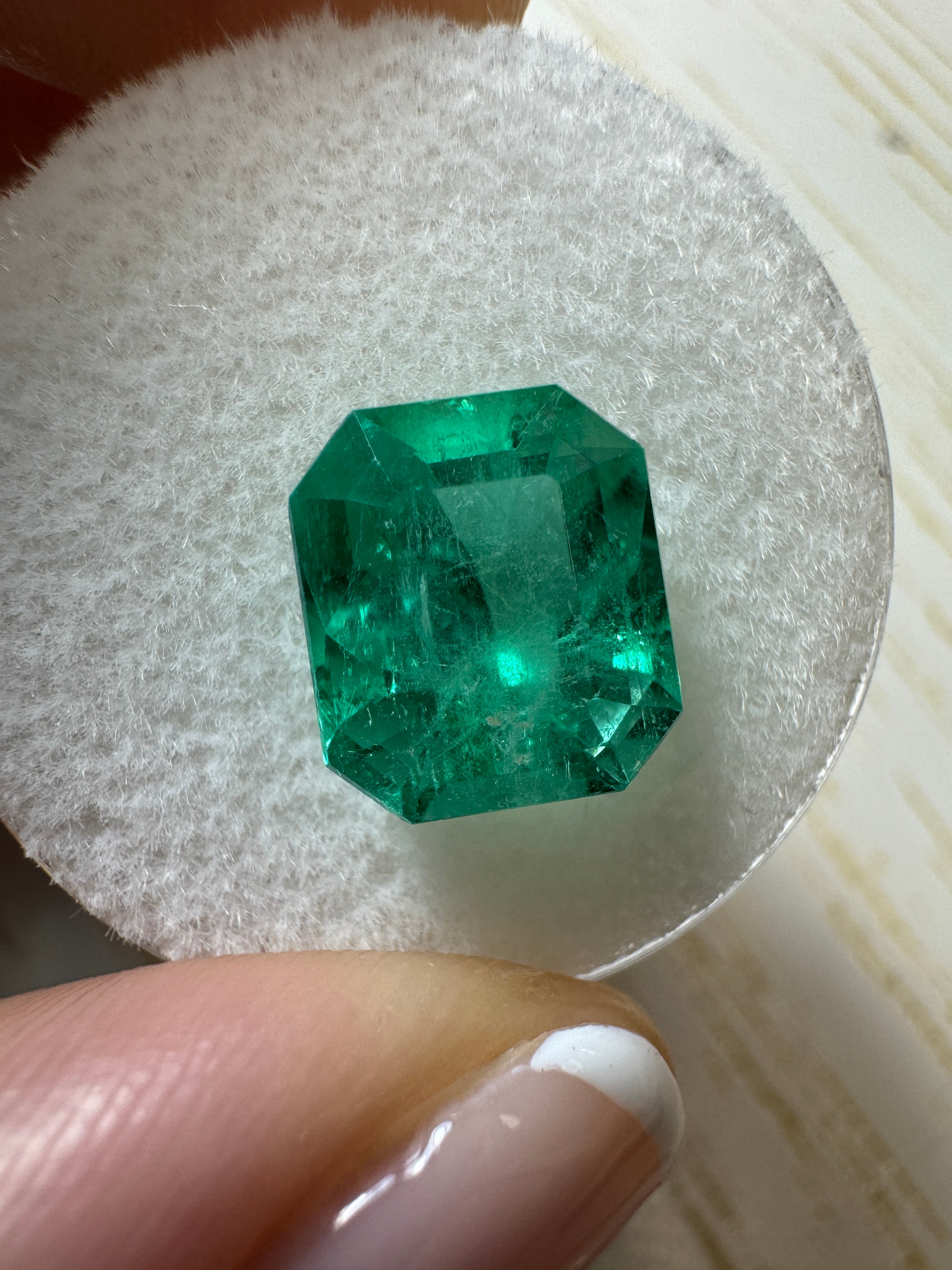 3.80 Carat 10x9 Glowing Green Natural Loose Colombian Emerald-Emerald Cut - JR Colombian Emeralds