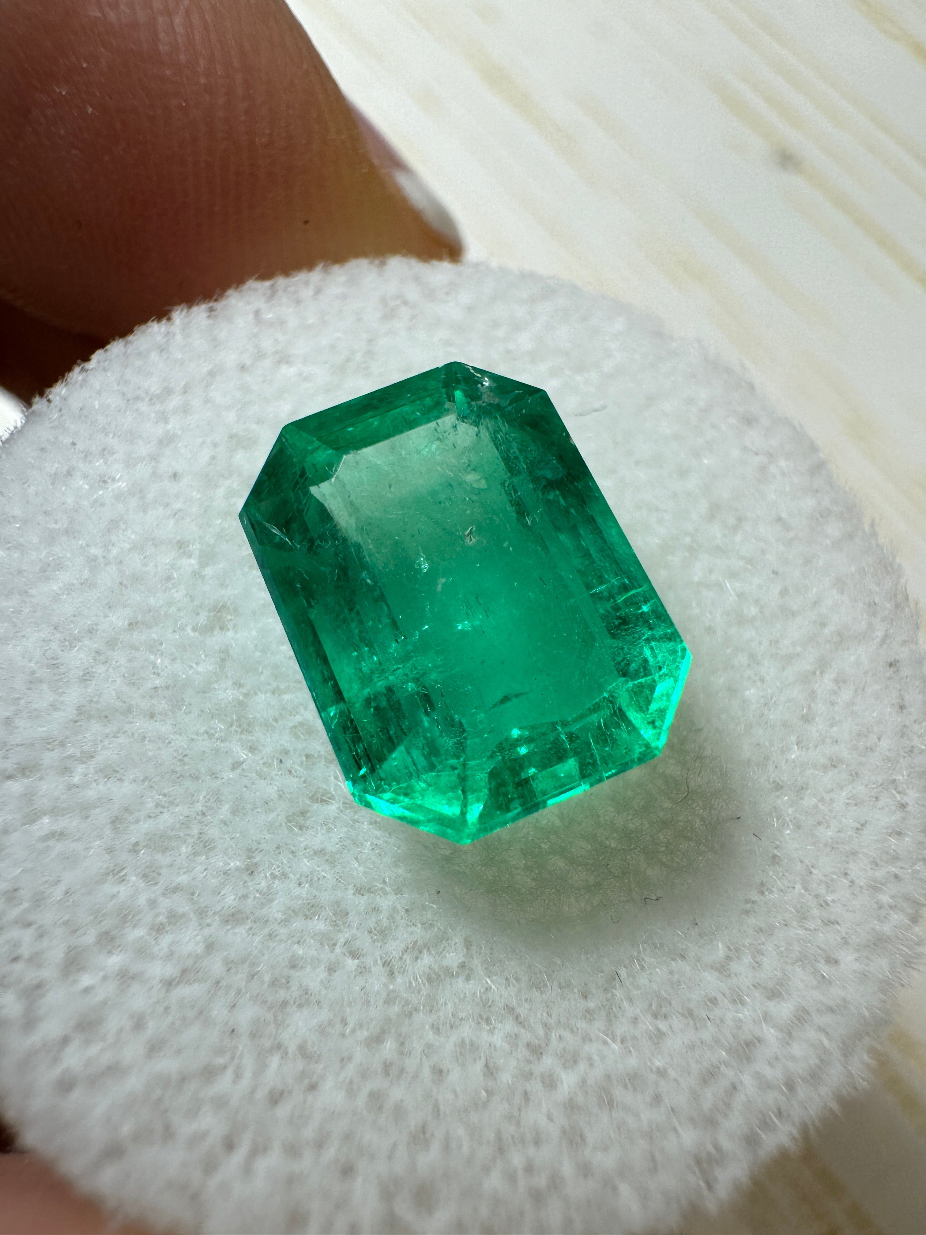 3.88 Carat 11x8 GLOWING Green Natural Loose Colombian Emerald-Emerald Cut - JR Colombian Emeralds