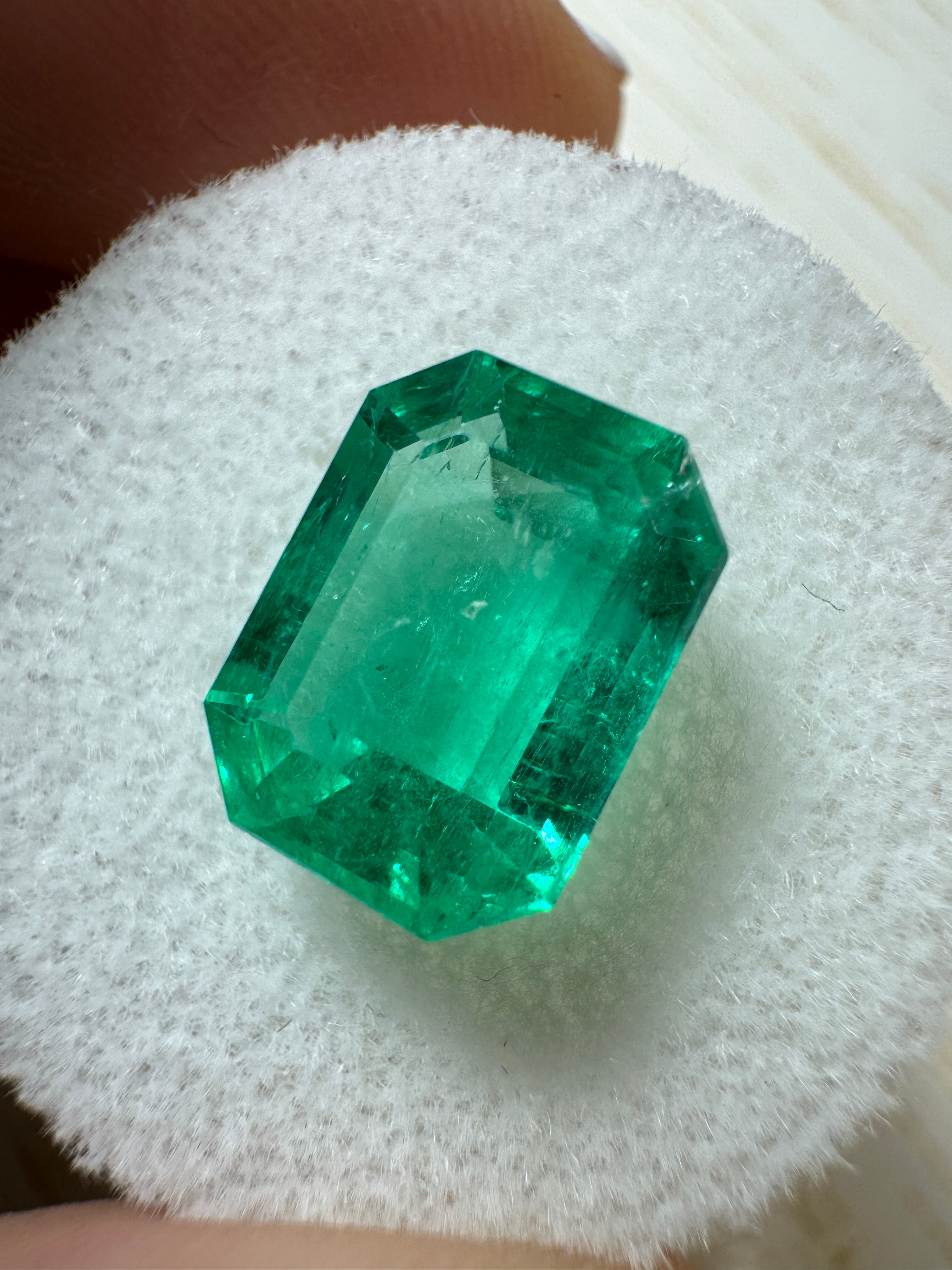 3.88 Carat 11x8 GLOWING Green Natural Loose Colombian Emerald-Emerald Cut - JR Colombian Emeralds