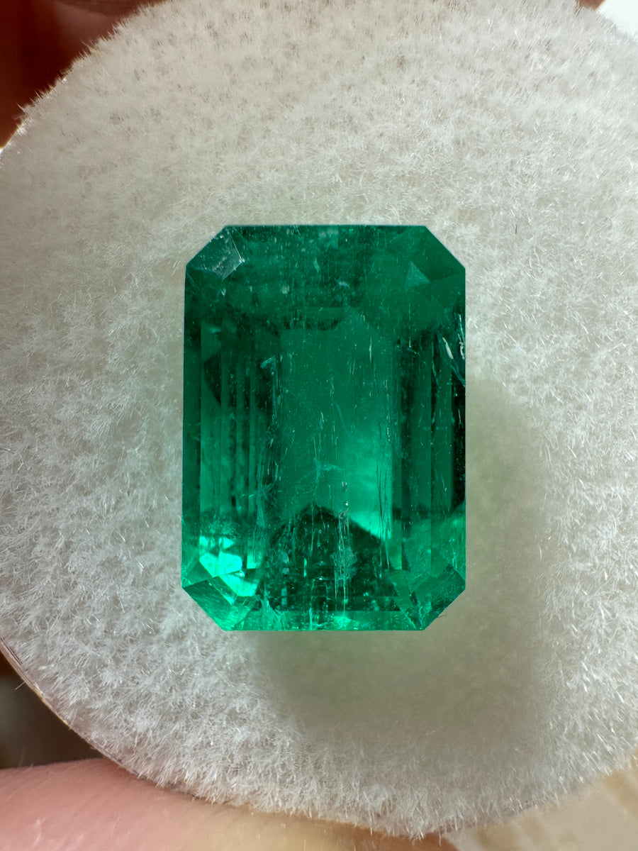 4.07 Carat 11x8 AAA+ Intense Bluish Green Natural Loose Colombian Emerald-Emerald Cut