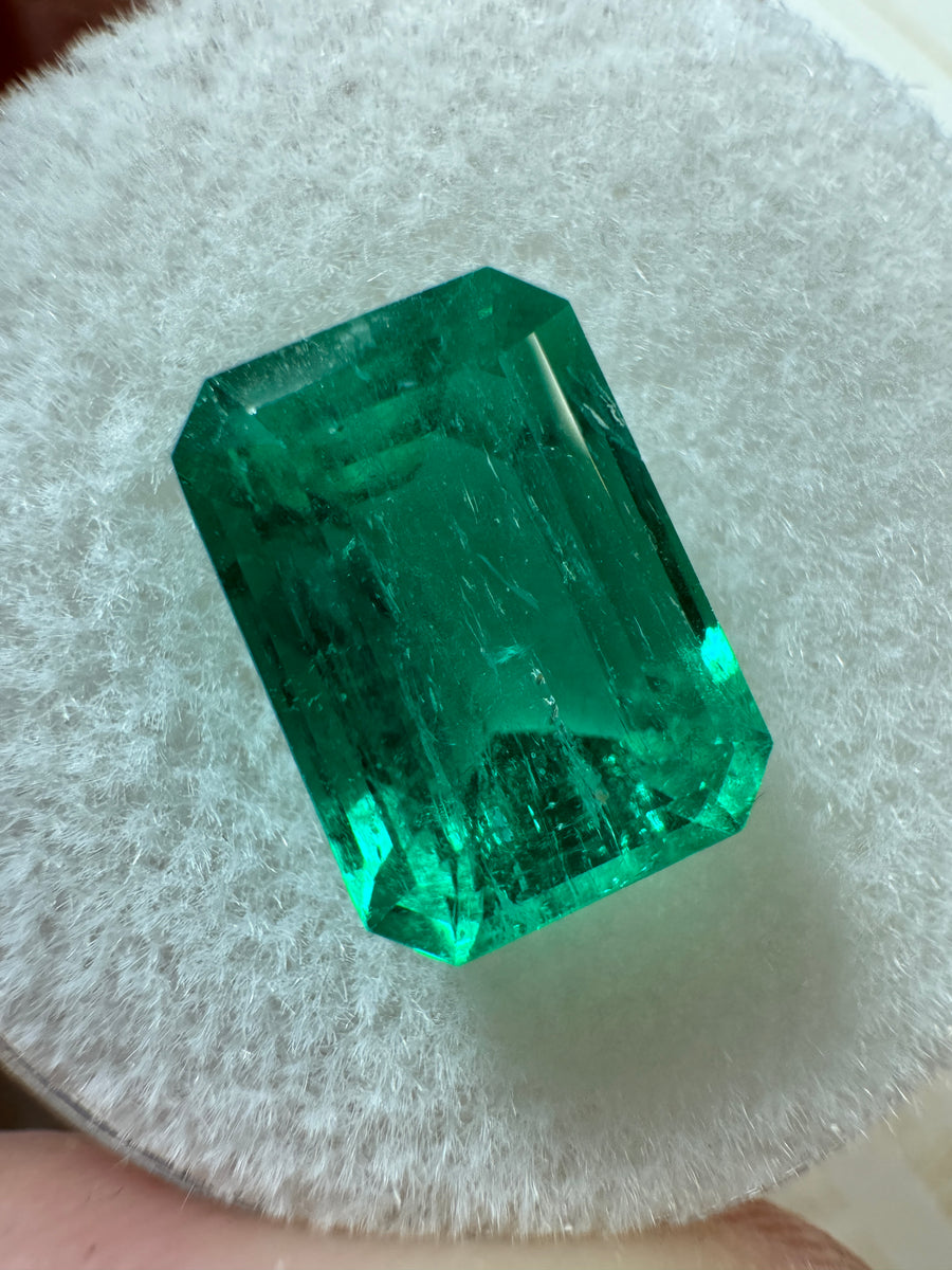 4.07 Carat 11x8 AAA+ Intense Bluish Green Natural Loose Colombian Emerald-Emerald Cut