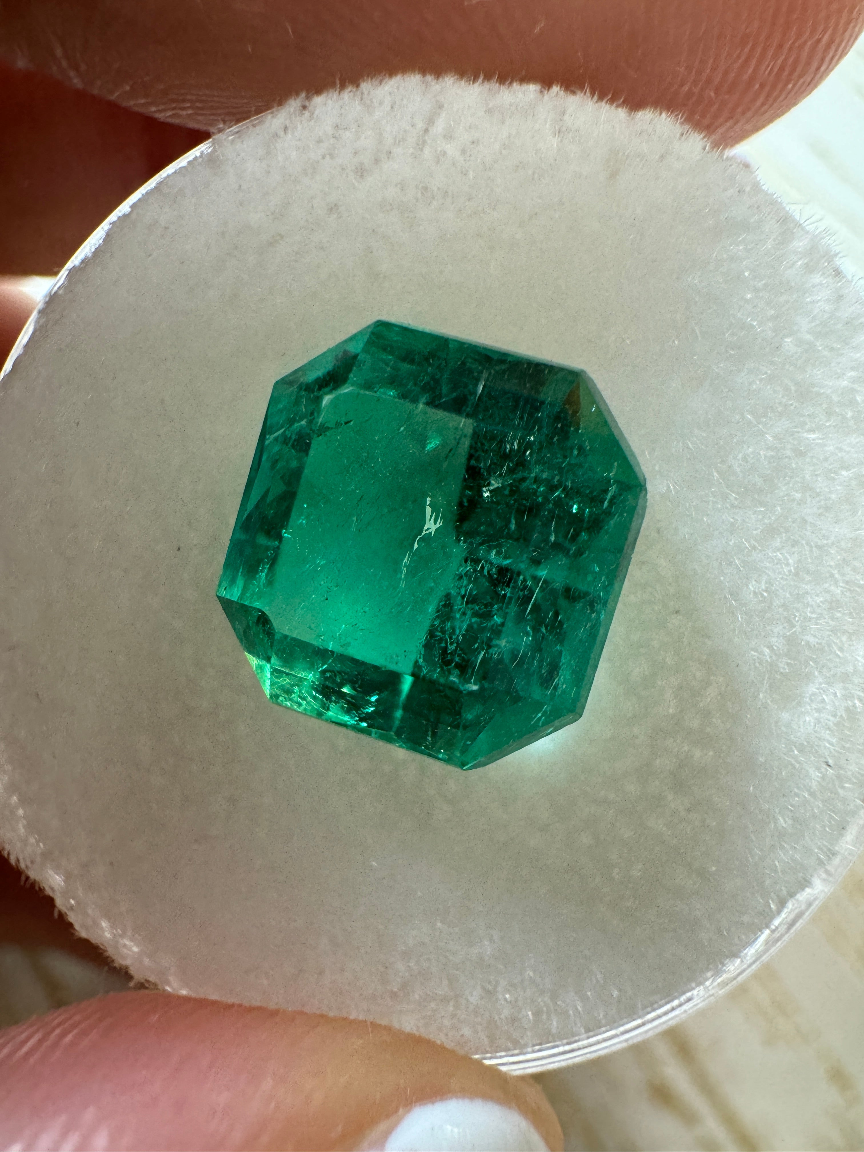 4.18 Carat 10x9.5 Vibrant Loose Colombian Emerald-Asscher Cut - JR Colombian Emeralds