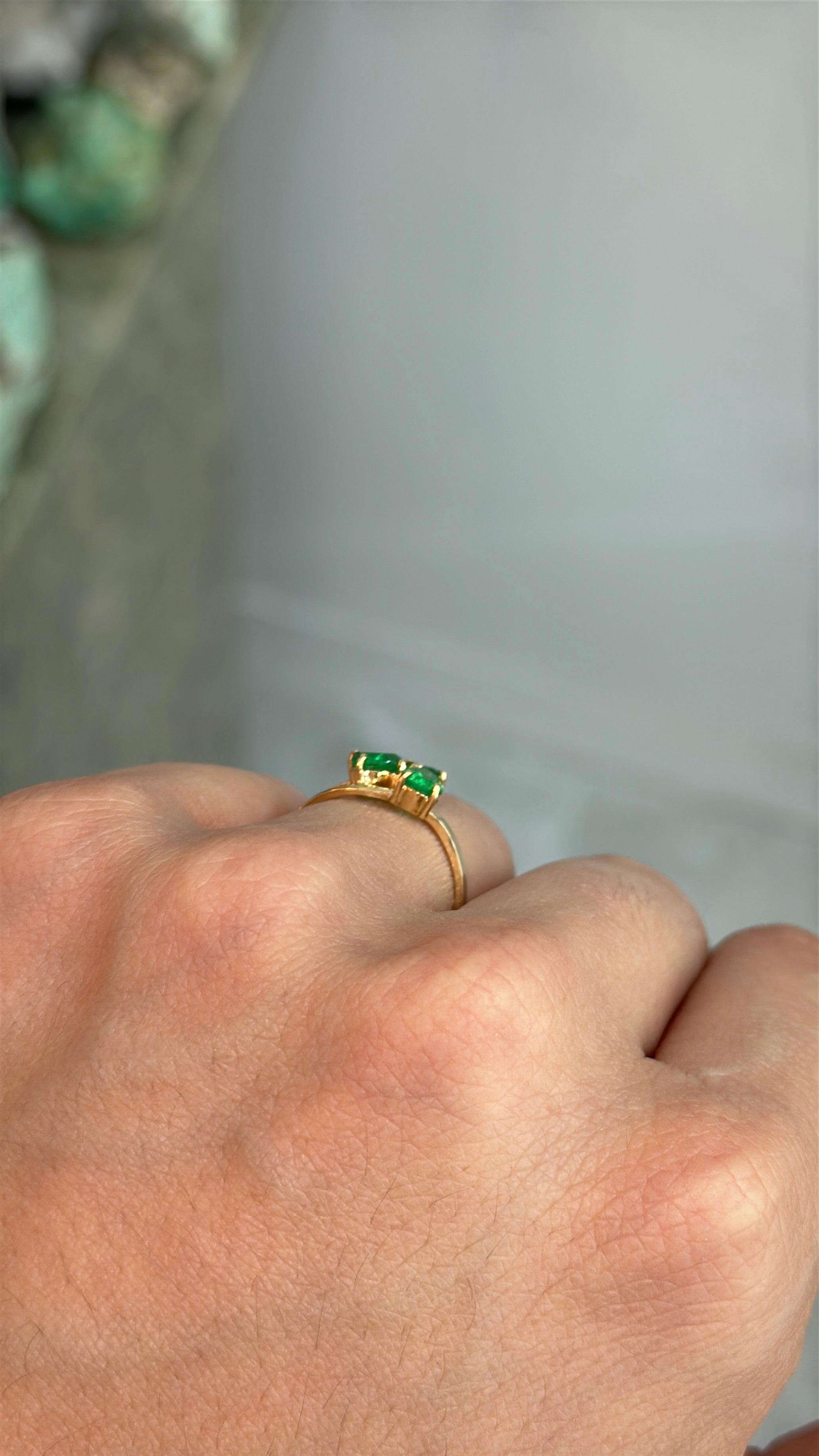 1.0tcw AAA+ Vivid Muzo Colombian Emerald Cluster Three Stone 18K Ring
