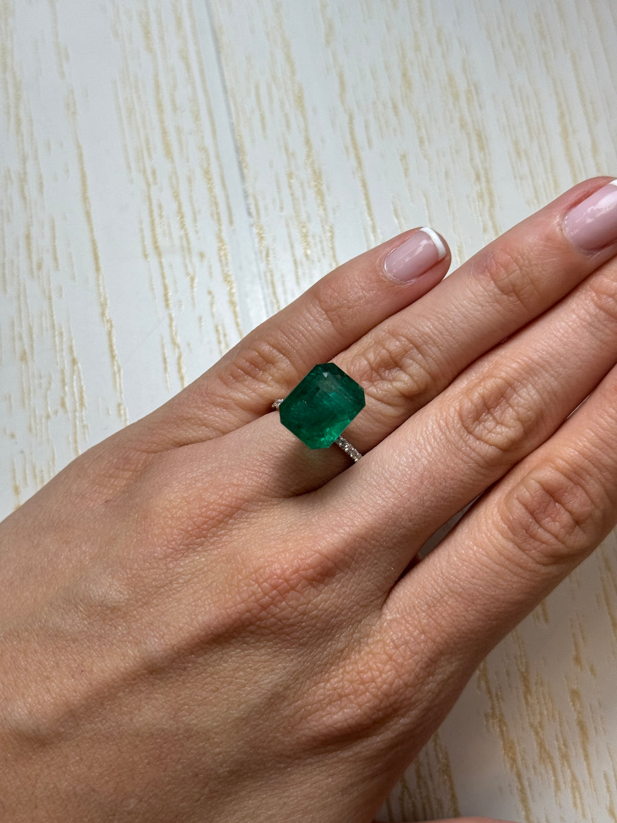 8.60 Carat 13.5x11 Deep Green Emerald Cut Loose Zambian Emerald-Emerald Cut