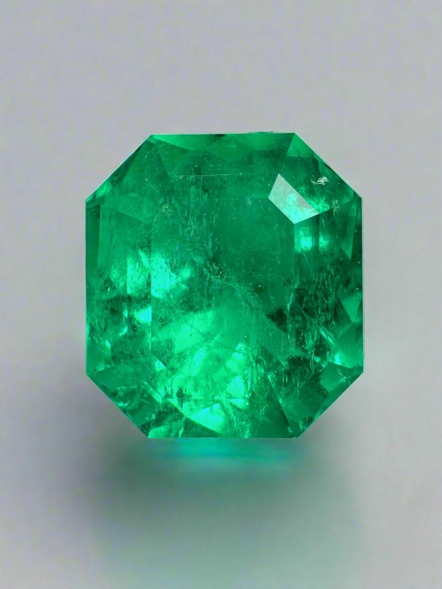 7.37 Carat Muzo Intense Green Natural Loose Colombian Emerald-Asscher Cut