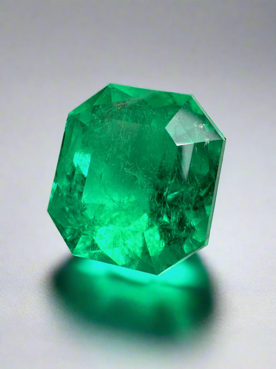 7.37 Carat Muzo Intense Green Natural Loose Colombian Emerald-Asscher Cut