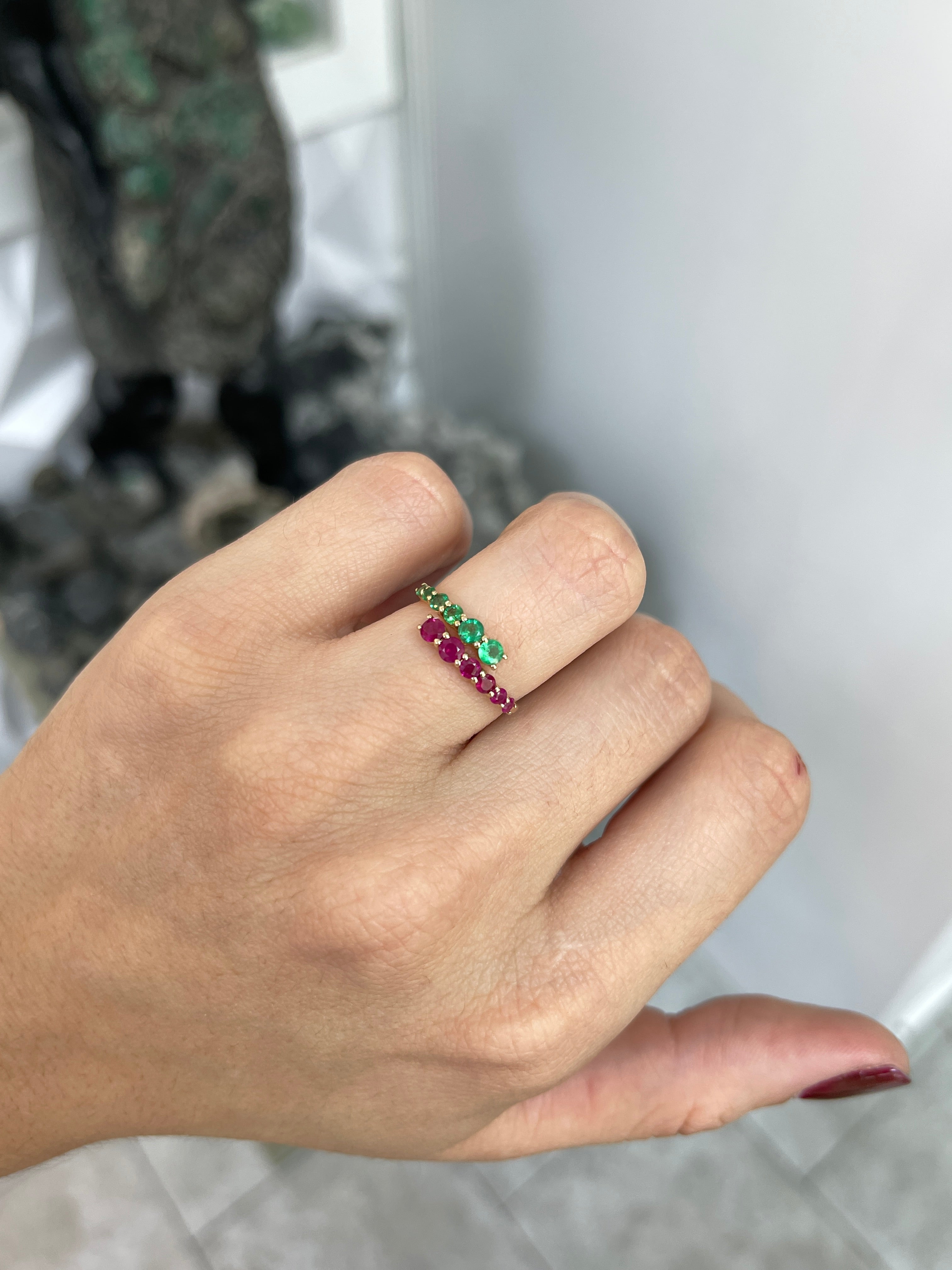 As seen on Instagram: 0.95tcw Emerald & Ruby Ring 14K