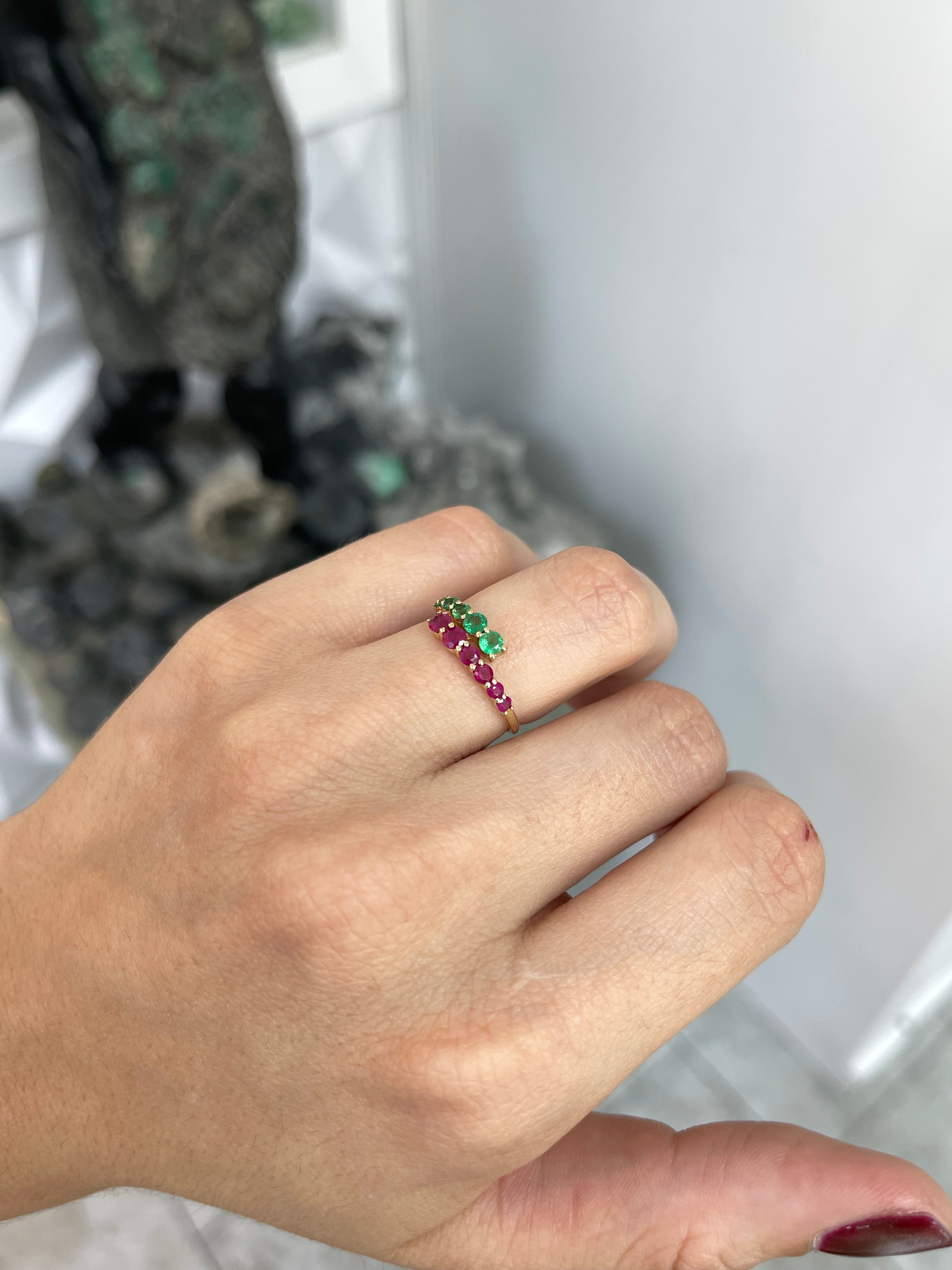 As seen on Instagram: 0.95tcw Emerald & Ruby Ring 14K