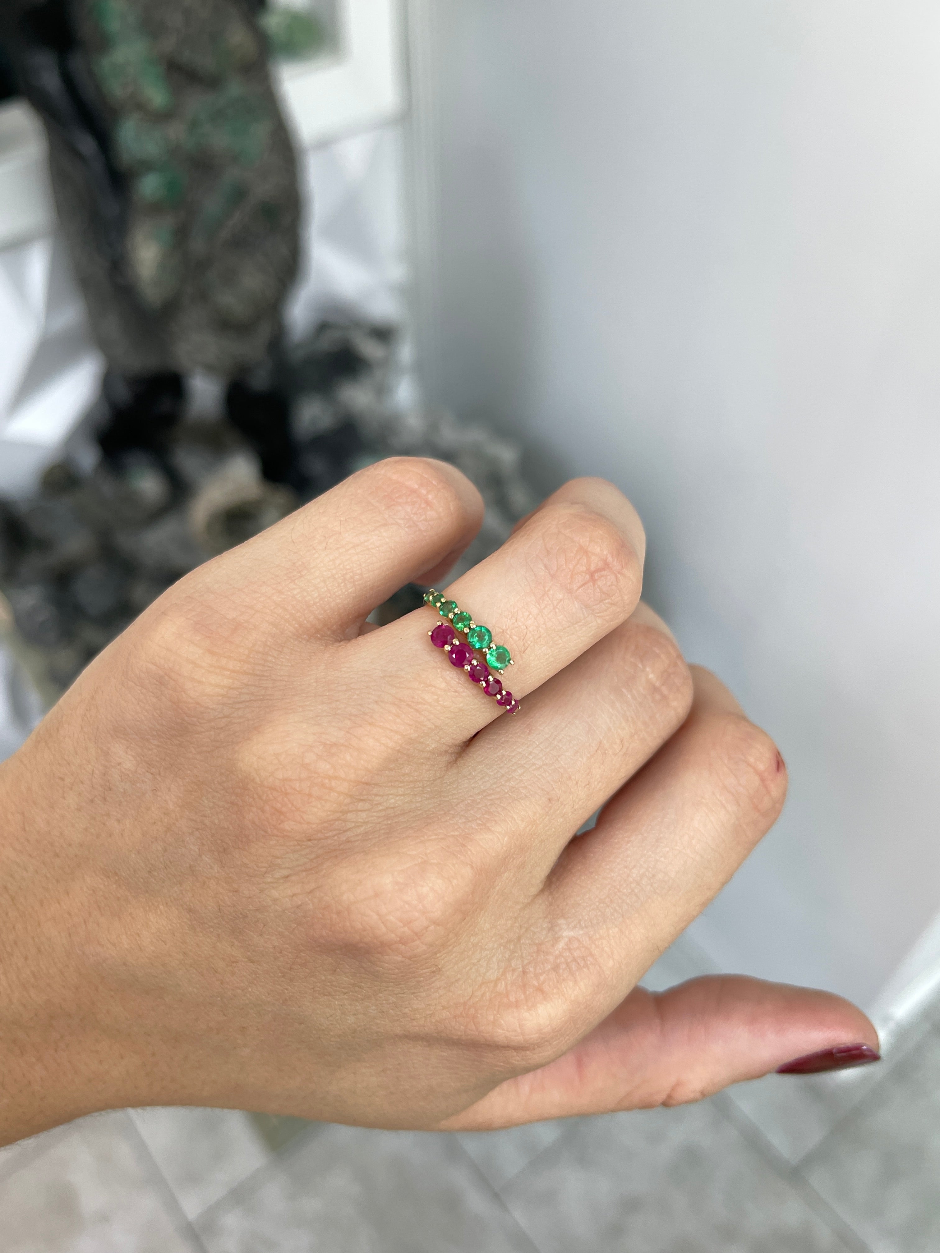 As seen on Instagram: 0.95tcw Emerald & Ruby Ring 14K