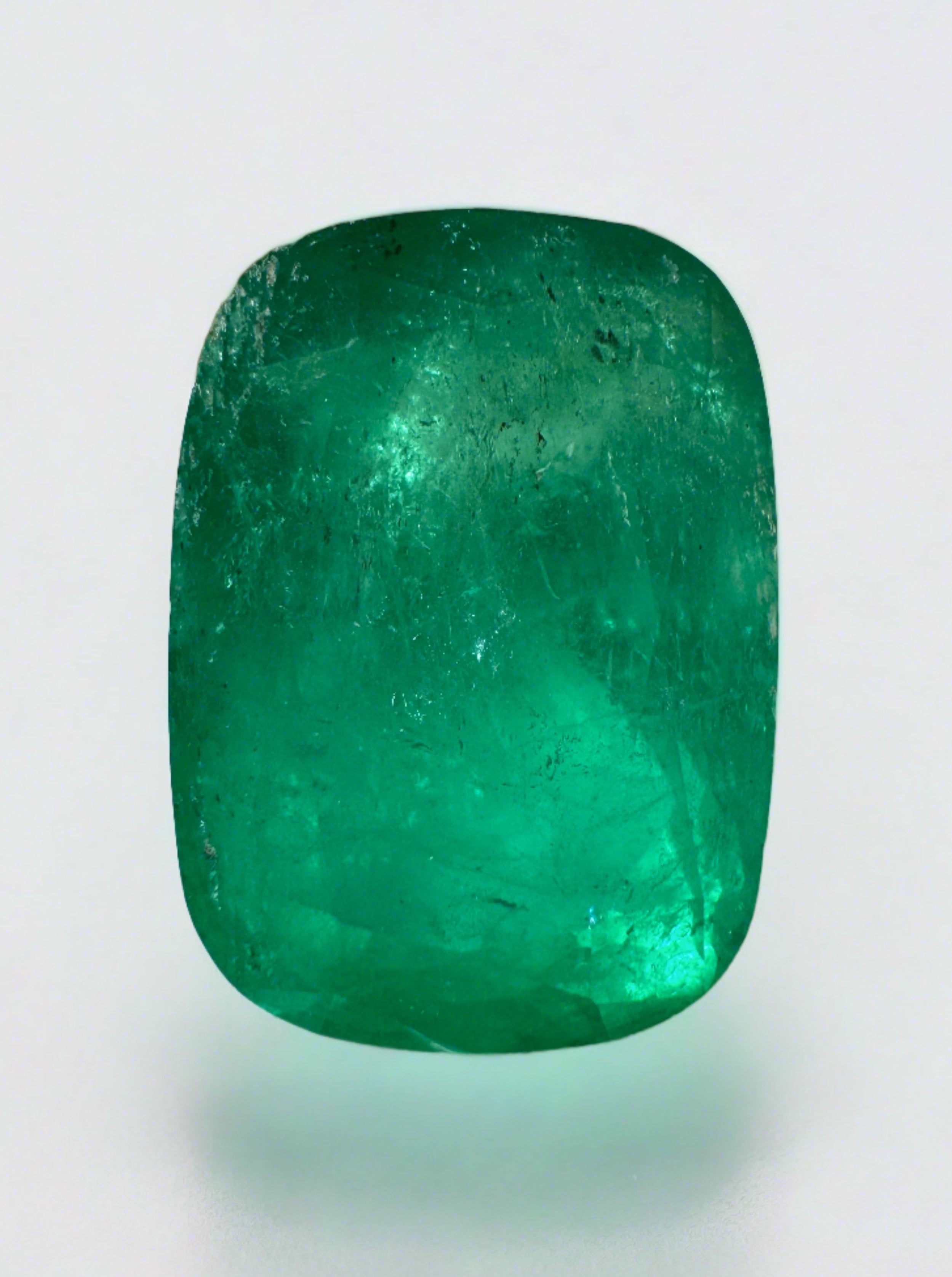 18.64 Carat 19x14 Elongated Green Natural Loose Colombian Emerald-Cushion Cut - JR Colombian Emeralds