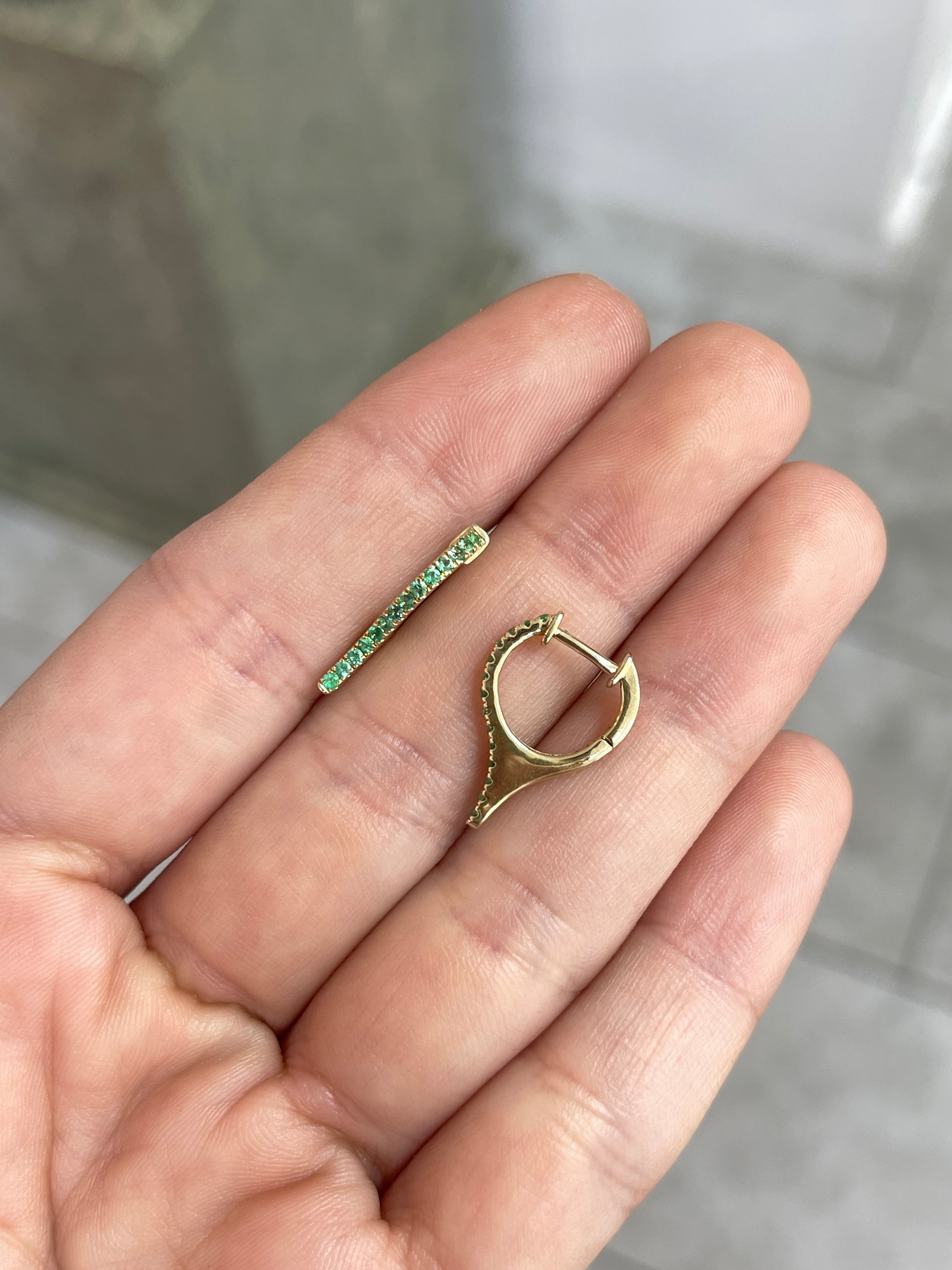 Juicy Emerald Huggies 14K Gold