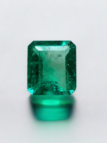 0.90 Carat 7x6 Vivid Green Natural Loose Colombian Emerald- Emerald Cut