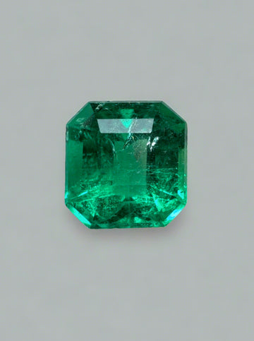 1.21 Carat 6.5x6.2 Vivid Green Asscher Cut Natural Unset Colombian Emerald