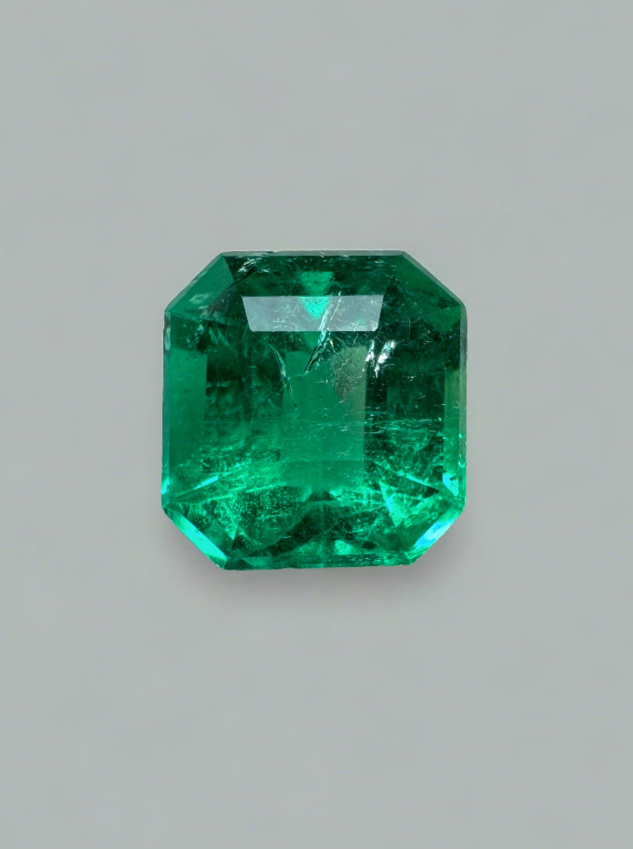 1.21 Carat 6.5x6.2 Vivid Green Asscher Cut Natural Unset Colombian Emerald