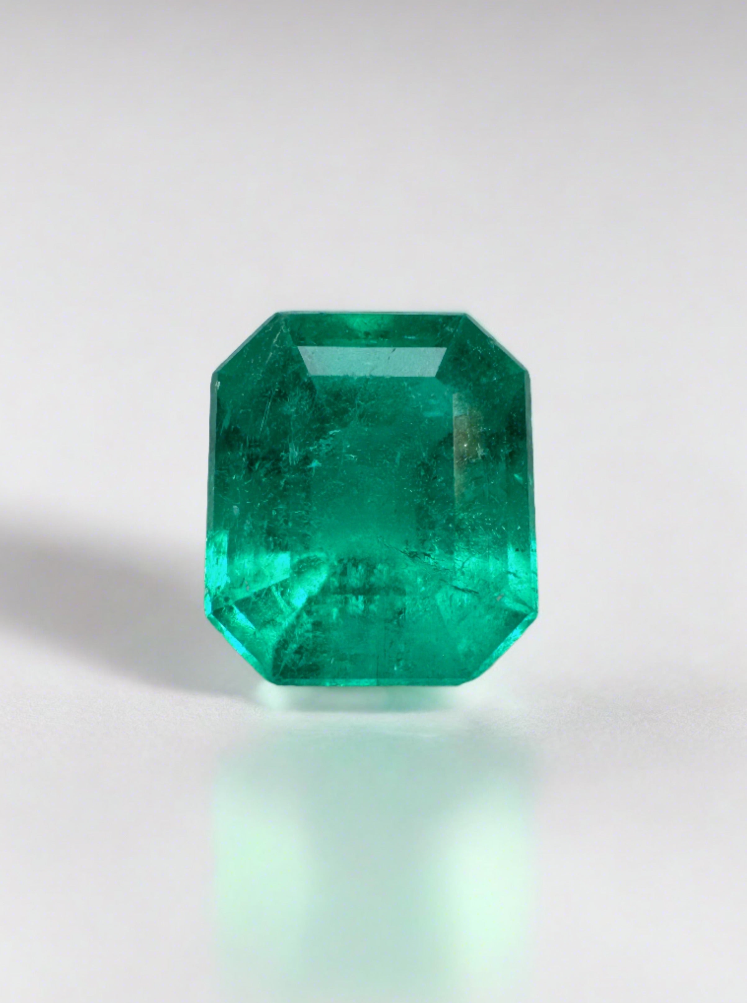 1.23 Carat 7x6 Bluish Green Natural Loose Colombian Emerald- Emerald Cut - JR Colombian Emeralds