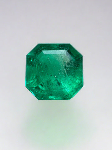 1.24 Carat 6.7x6.7 Bluish Green Asscher Cut Natural Unset Colombian Emerald
