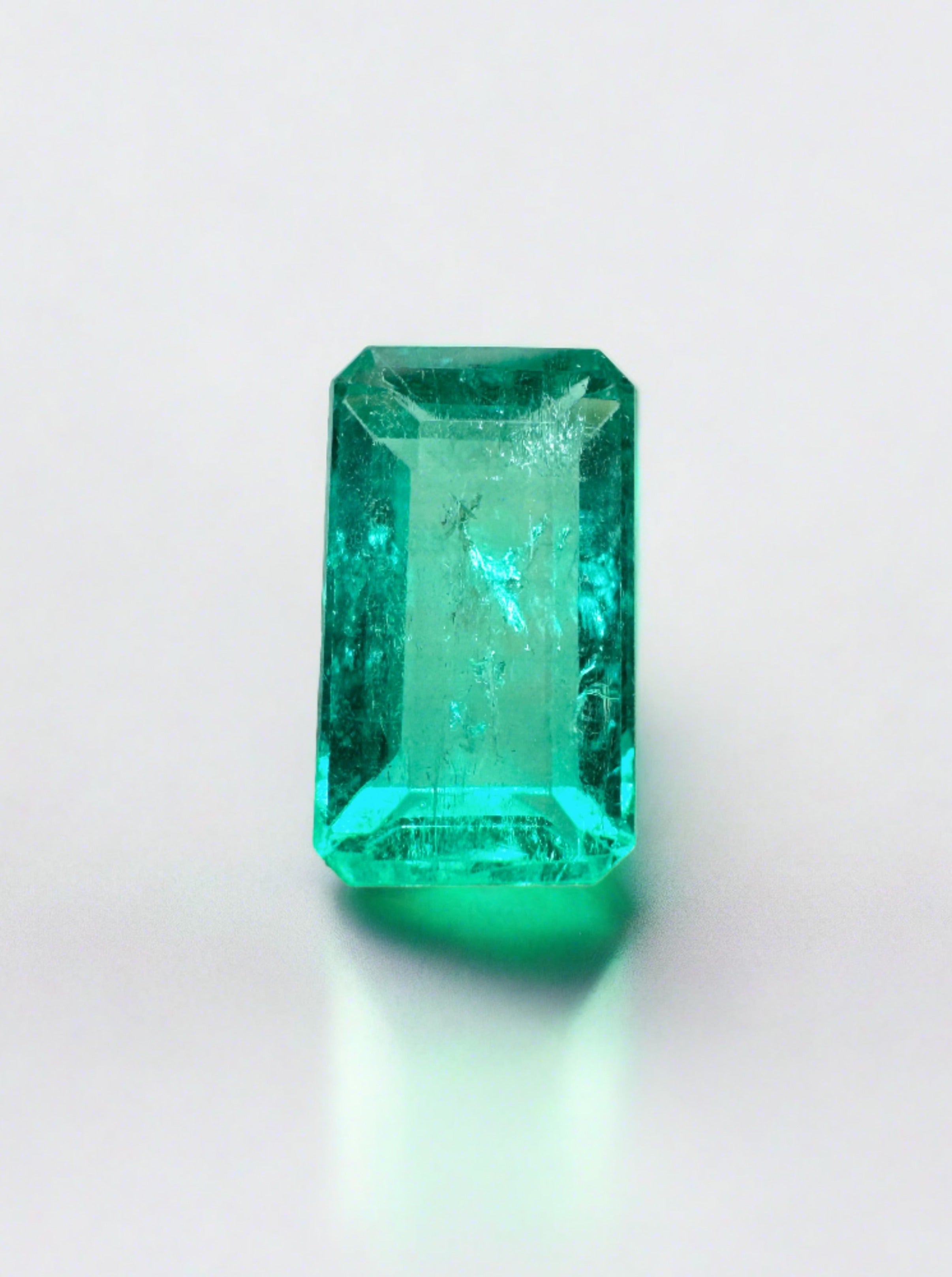 1.26 Carat 8.5mm x 5mm Natural Loose Colombian Emerald-Elongated Emerald Cut - JR Colombian Emeralds