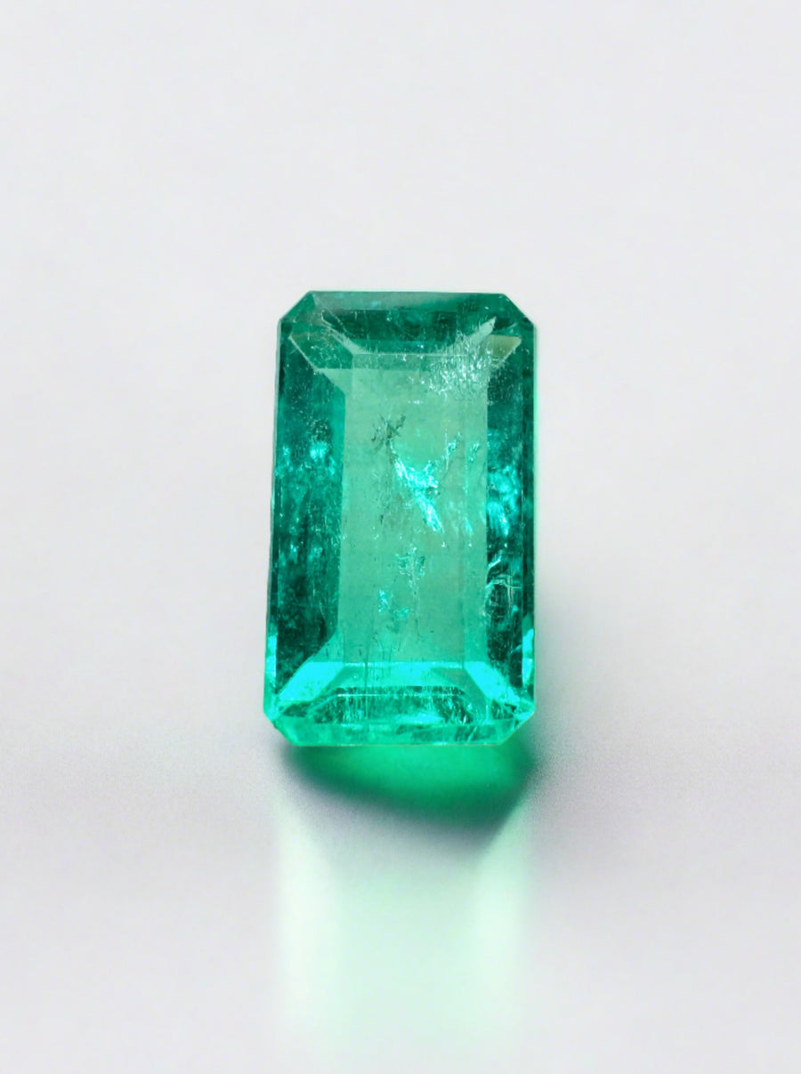 1.26 Carat 8.5mm x 5mm Natural Loose Colombian Emerald-Elongated Emerald Cut