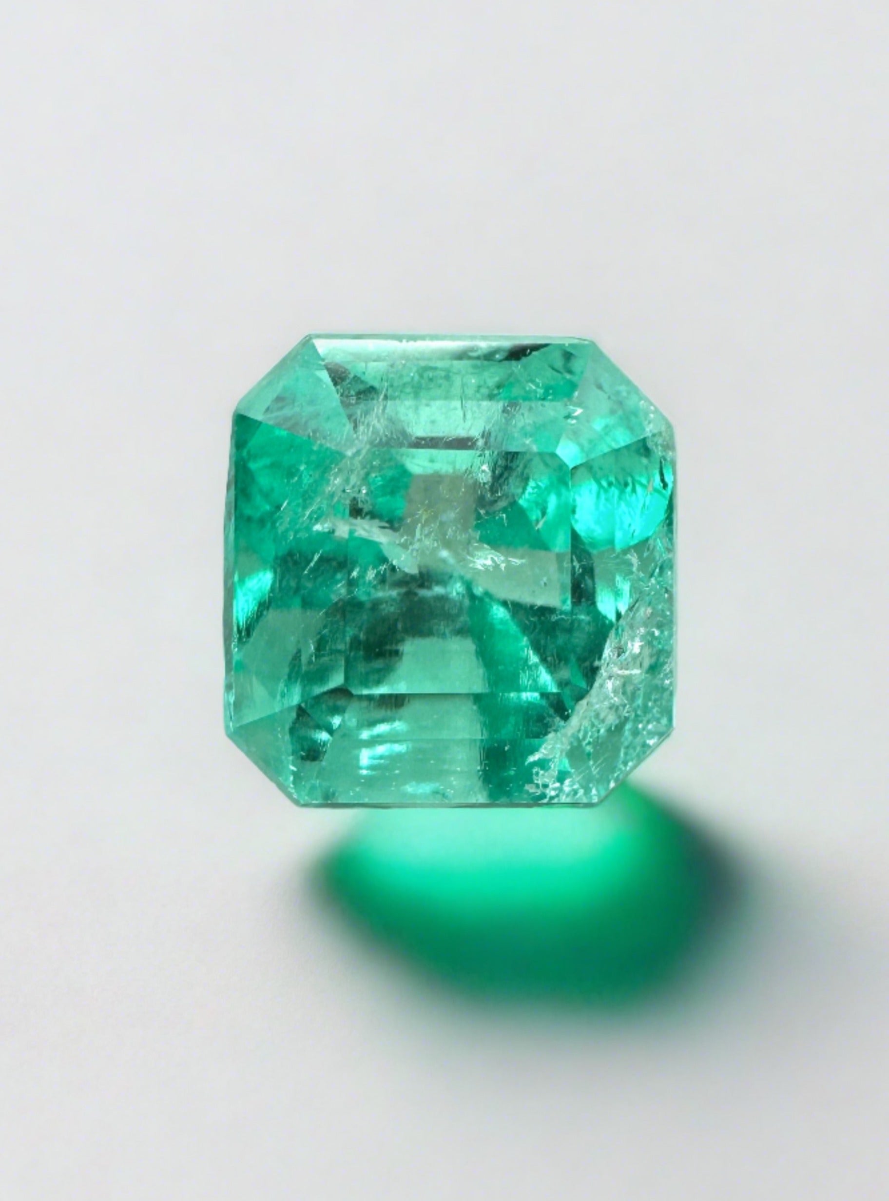 1.28 Carat Luminous Green Natural Loose Colombian Emerald-Asscher Cut - JR Colombian Emeralds