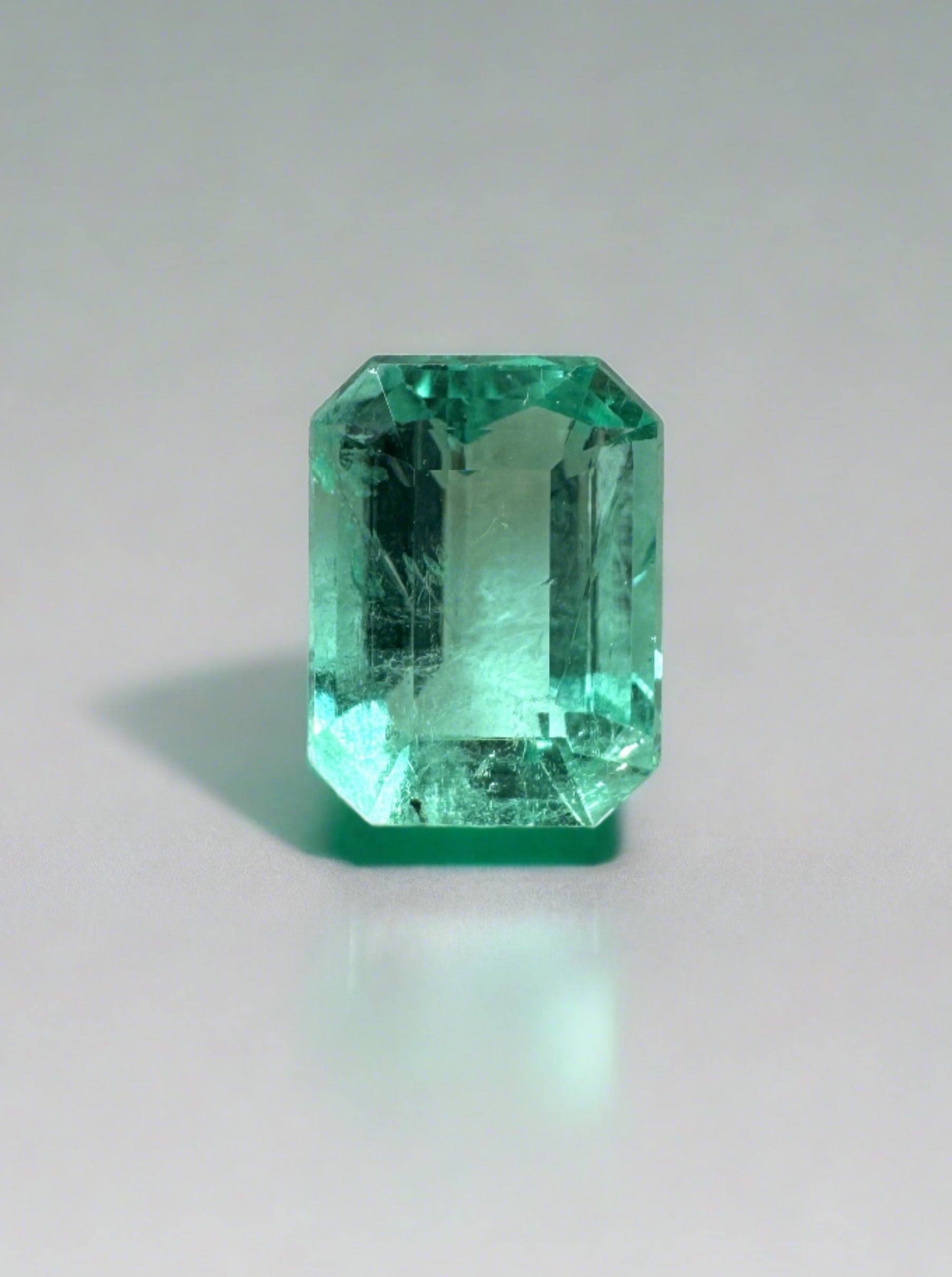 1.29 Carat 7.5x5.5 Spring Green Natural Loose Colombian Emerald- Emerald Cut - JR Colombian Emeralds