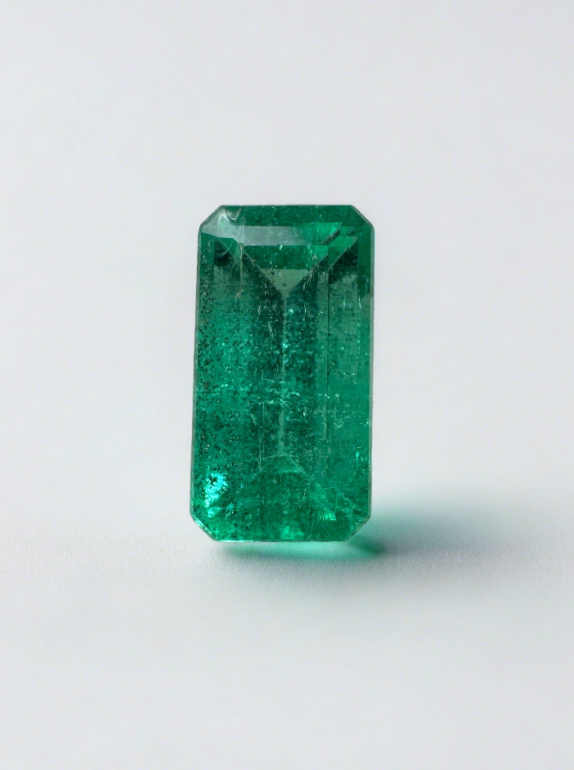 1.29 Carat Natural Loose Colombian Emerald-Elongated Emerald Cut - JR Colombian Emeralds