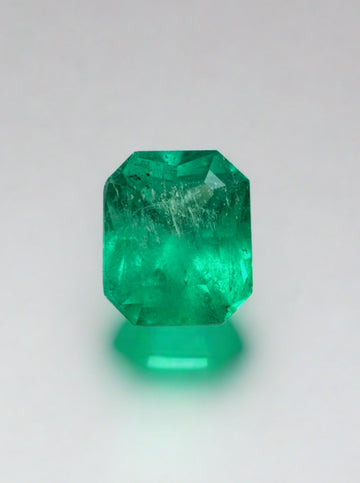 1.30 Carat 7x6 Neon Yellowish Green Natural Loose Colombian Emerald- Emerald Cut