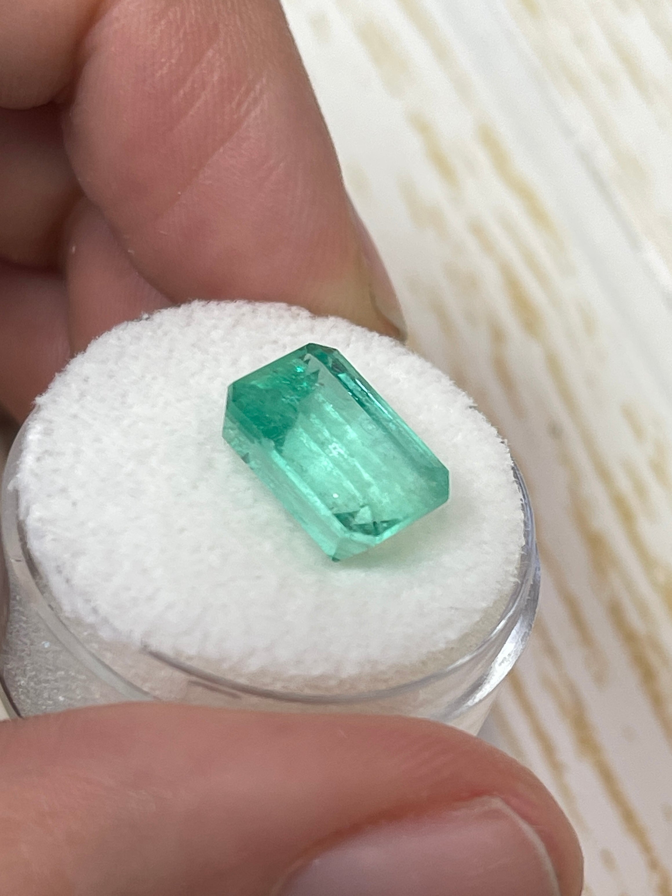 5.55 Carat 12x8 Pastel Green Natural Loose Colombian Emerald- Emerald Cut - JR Colombian Emeralds