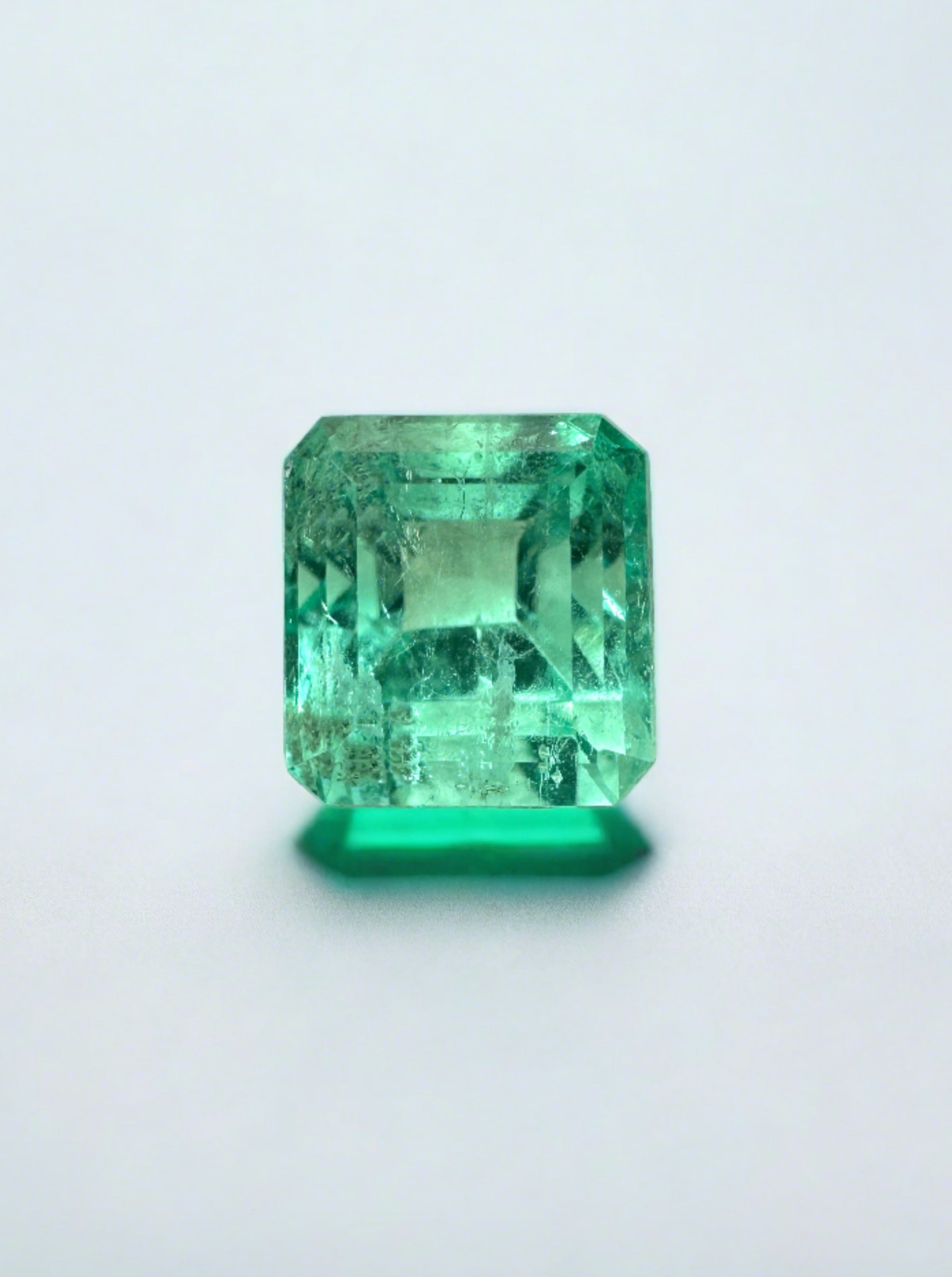 1.30 Carat Asscher Cut Natural Unset Colombian Emerald-Square Cut - JR Colombian Emeralds