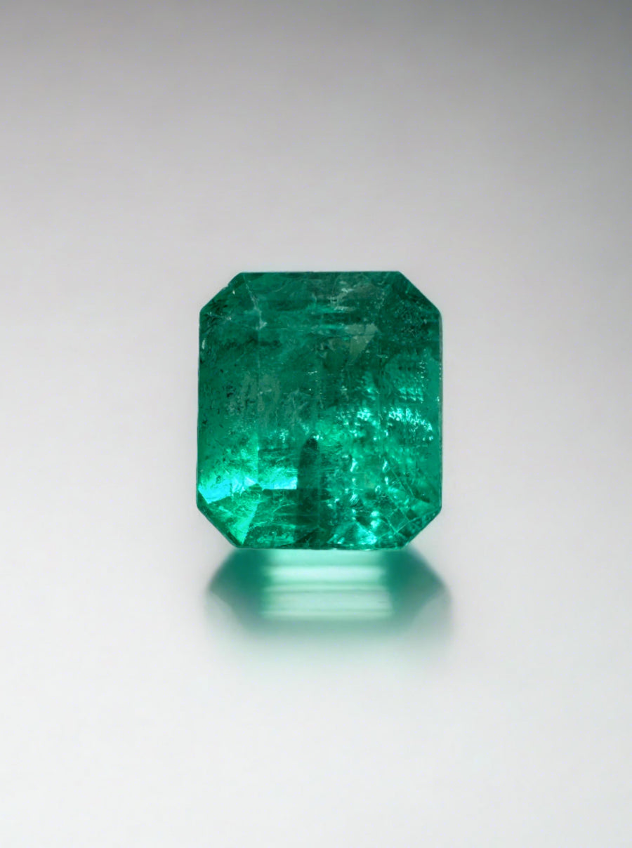 1.31 Carat 7x6 Earthy Green Natural Loose Colombian Emerald- Emerald Cut