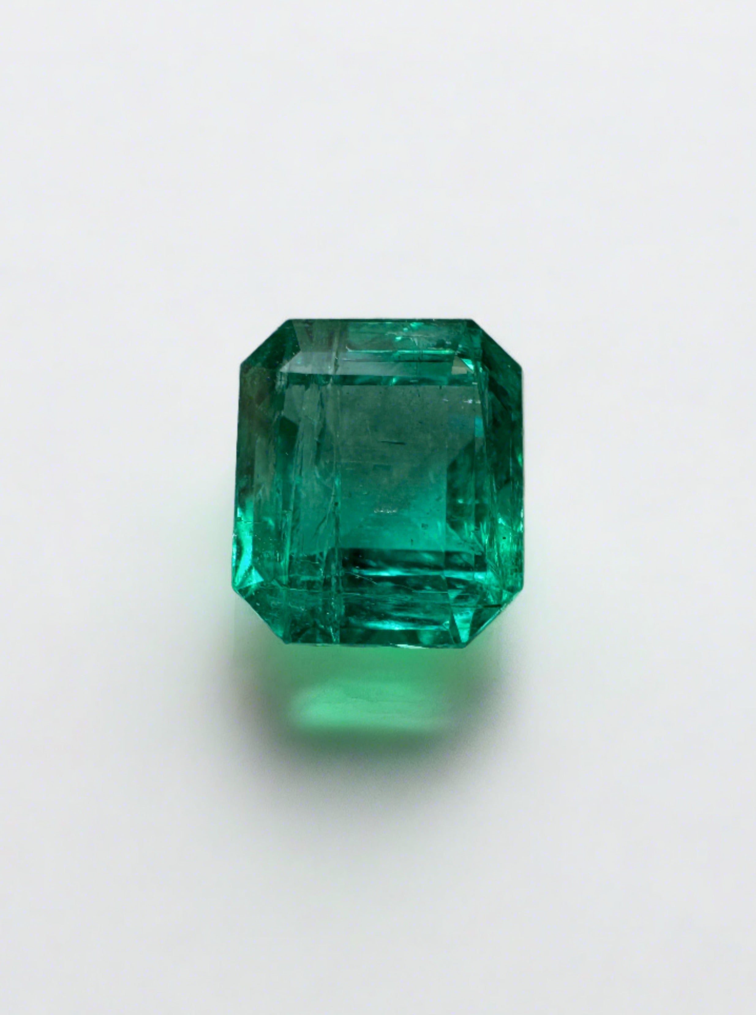 1.45 Carat Bluish Green Natural Loose Zambian Emerald-Asscher Cut - JR Colombian Emeralds