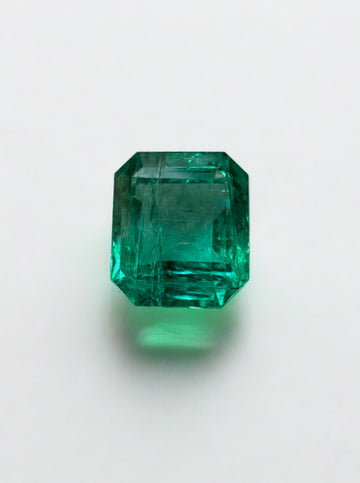 1.45 Carat Bluish Green Natural Loose Zambian Emerald-Asscher Cut